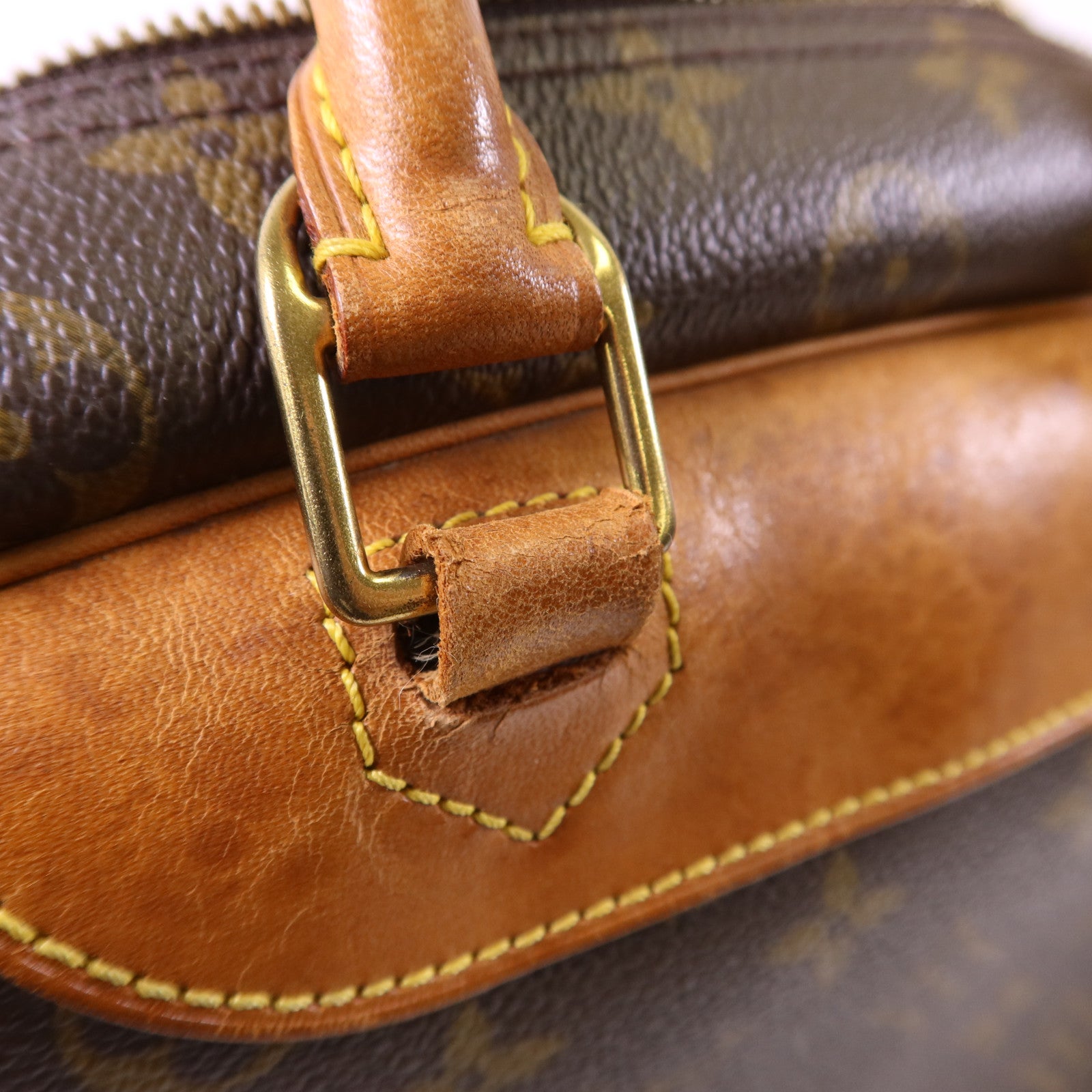 LOUIS VUITTON Monogram Deauville金扣手挽袋棕色