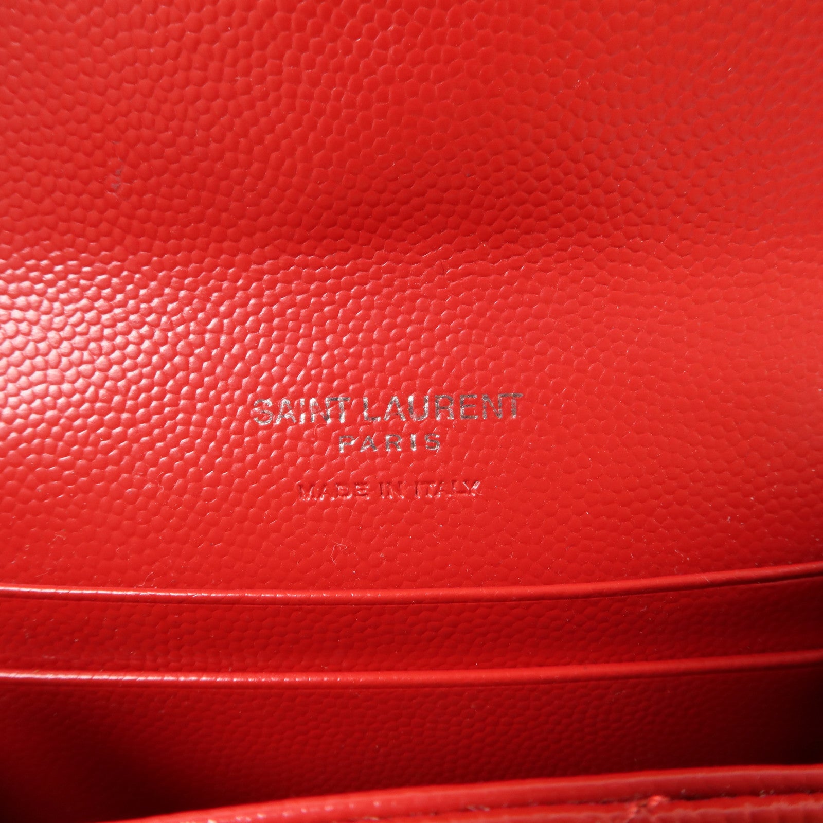 SAINT LAURENT 牛皮皮革Wallet銀扣錢包紅色