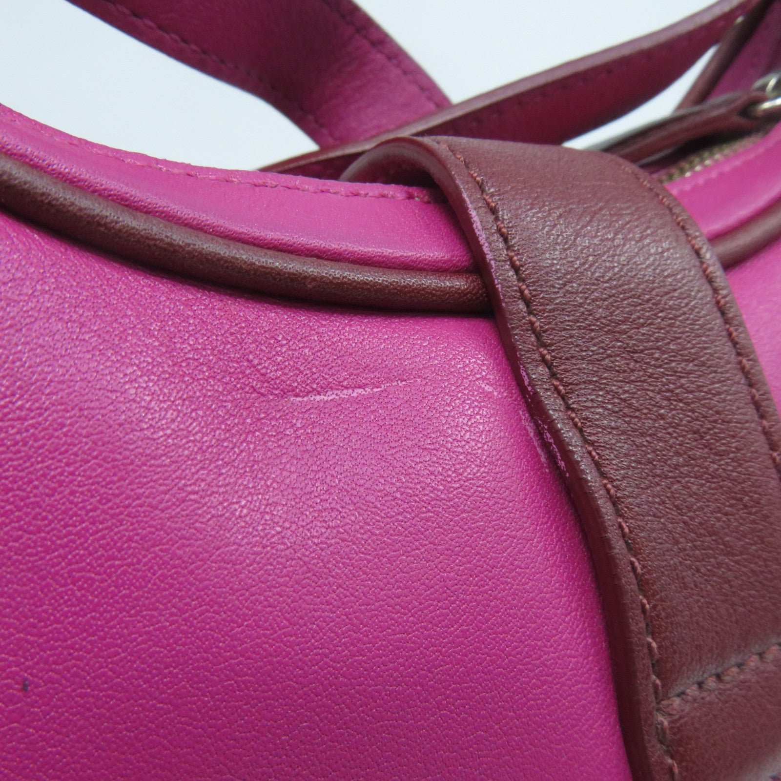 COACH 【激減優惠】牛皮皮革Shoulder Bag銀扣肩背袋粉紅色
