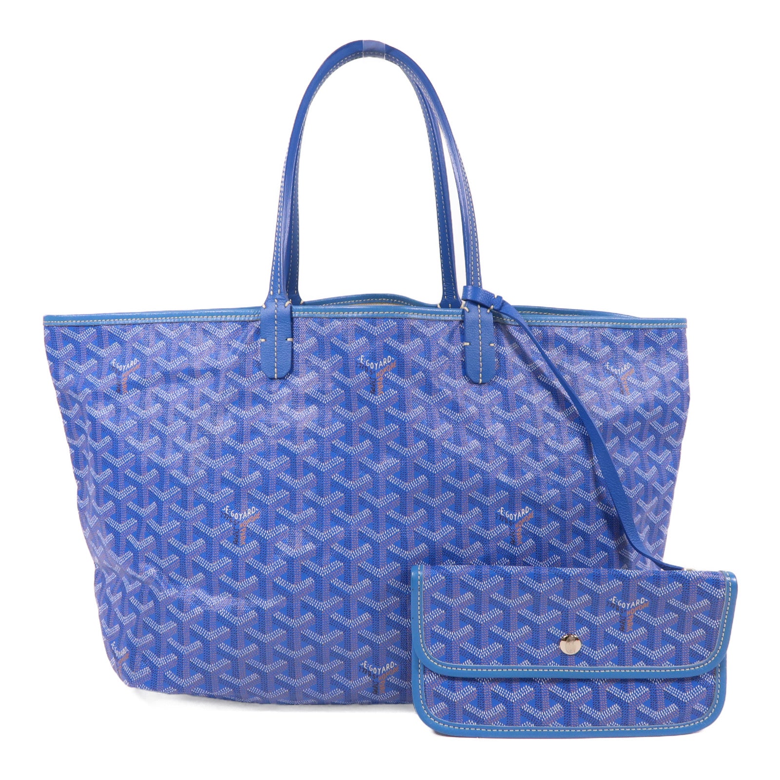 GOYARD 塗層帆布Saint Louis PM銀扣肩背袋藍色