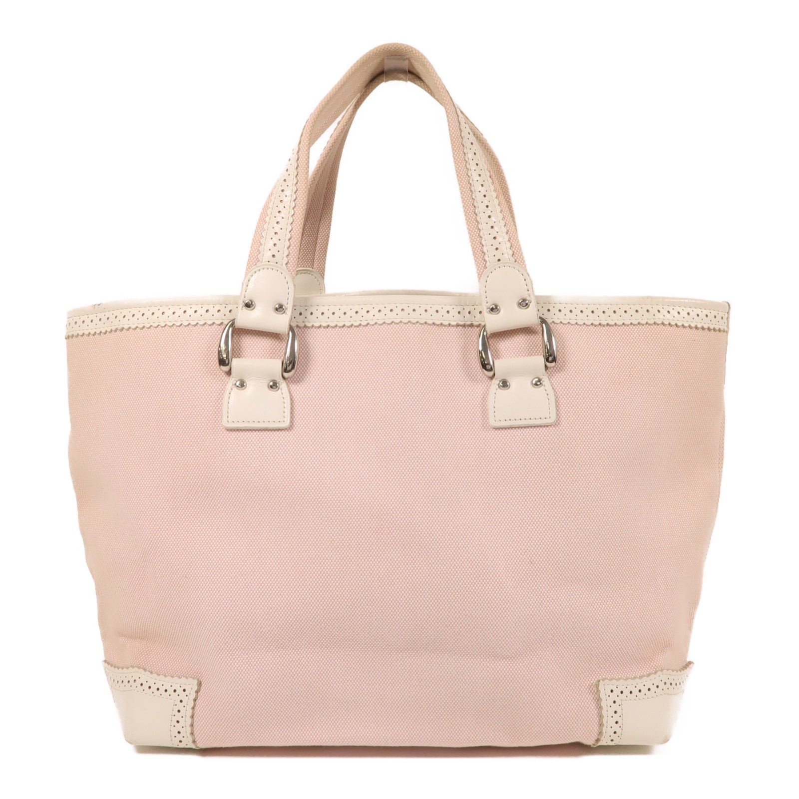 BURBERRY 帆布Hand Bag銀扣手挽袋粉紅色