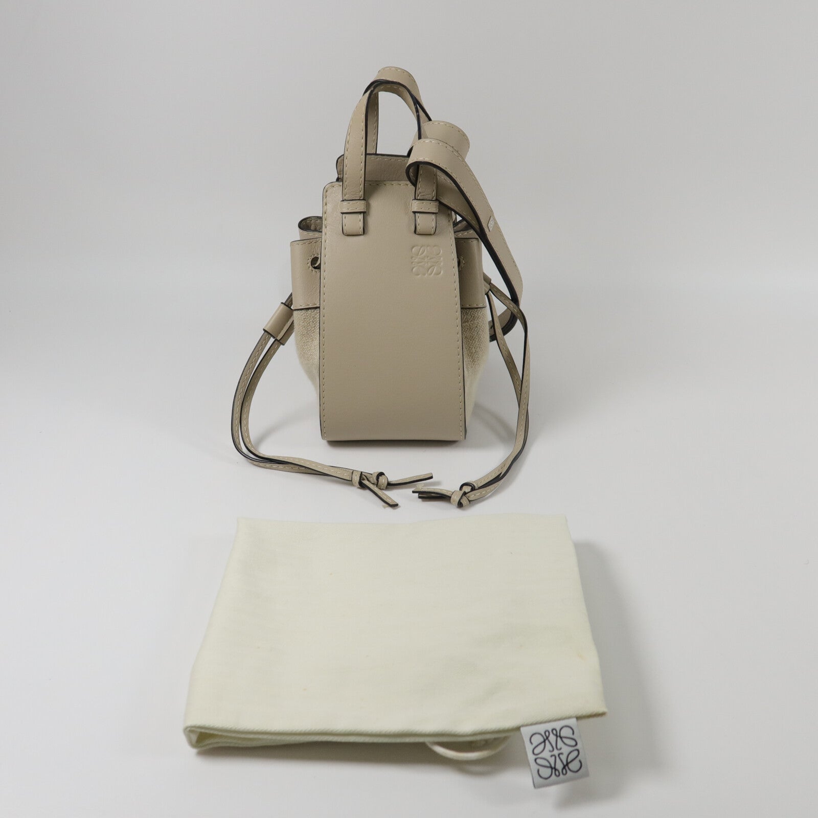 LOEWE 帆布/牛皮皮革Mini Hammock手挽肩背兩用袋