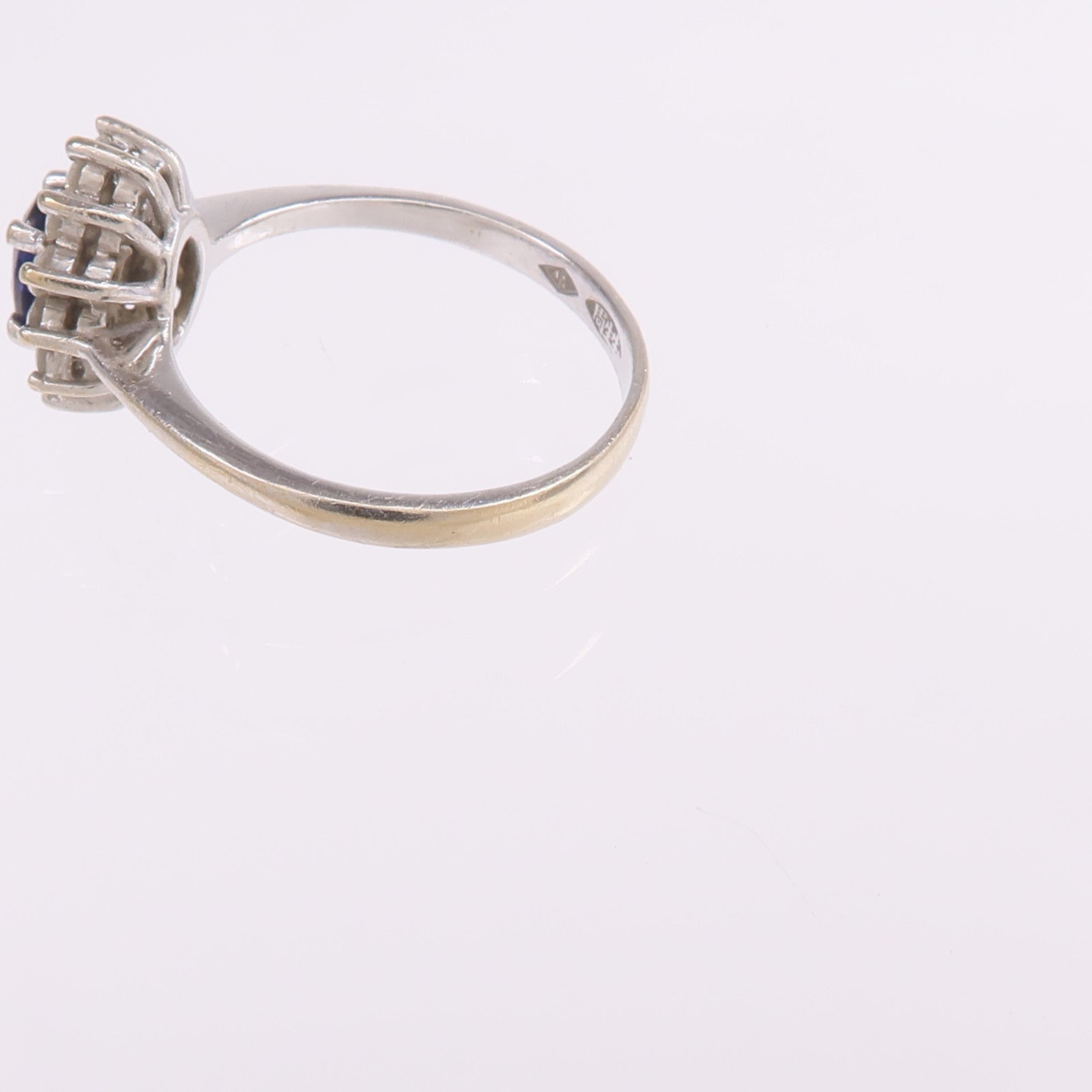 JEWELRY 【激減優惠】18K白金Sapphire Diamond Ring藍寶石/鑽石戒指US#4.25