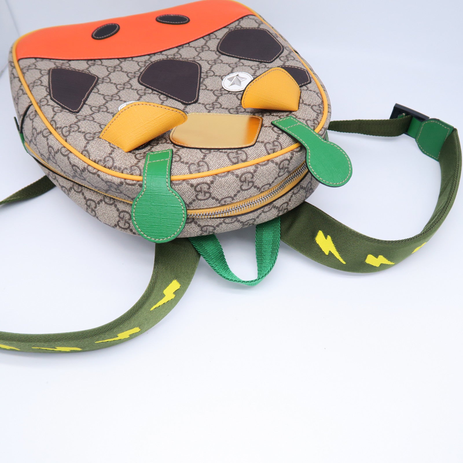 GUCCI 【清倉大減價】塗層帆布Backpack銀扣背包啡色/綠色/橙色