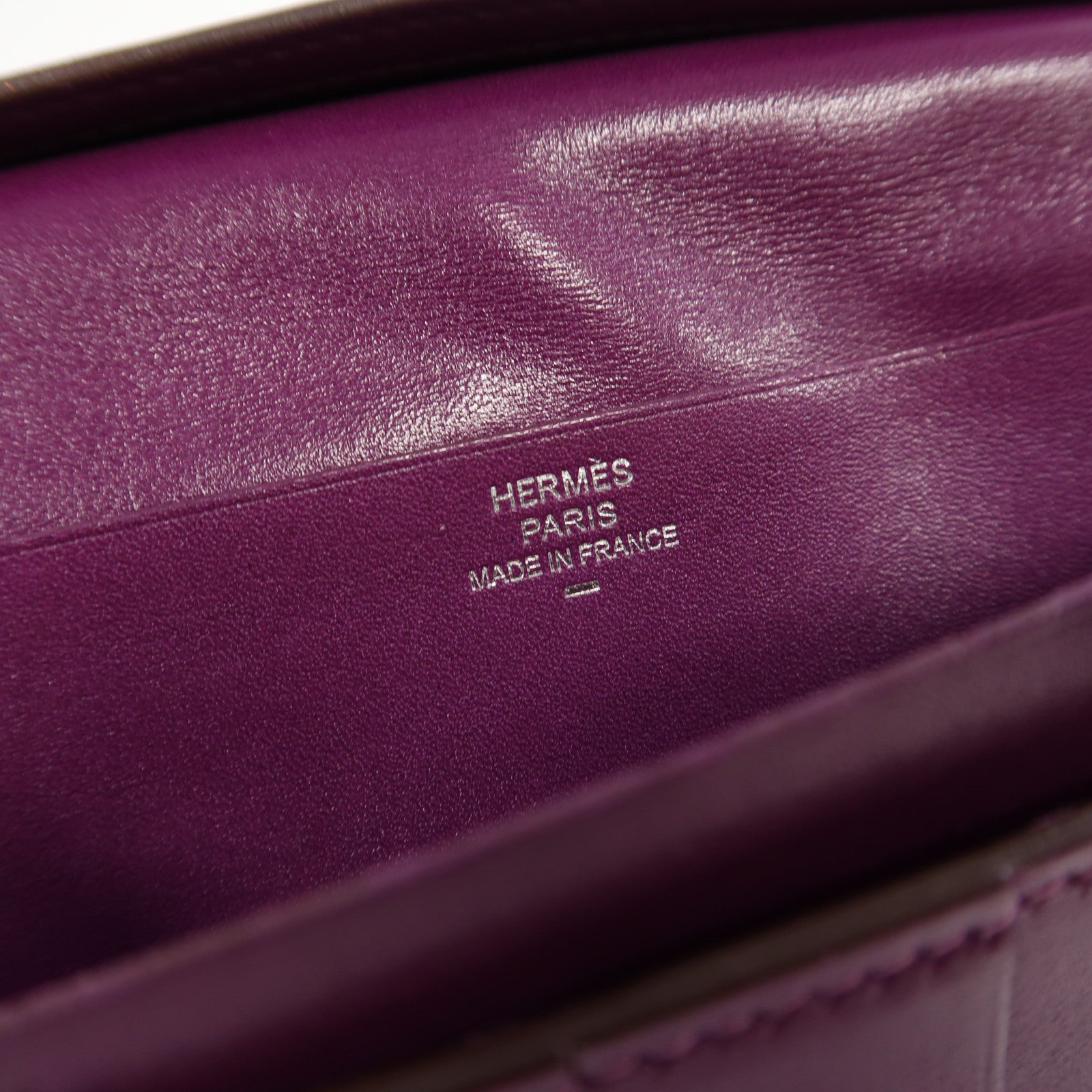 HERMES 【激減優惠】Tadelakt皮革/蜥蝪皮革Bearn銀扣長錢包汽油藍色/紫色