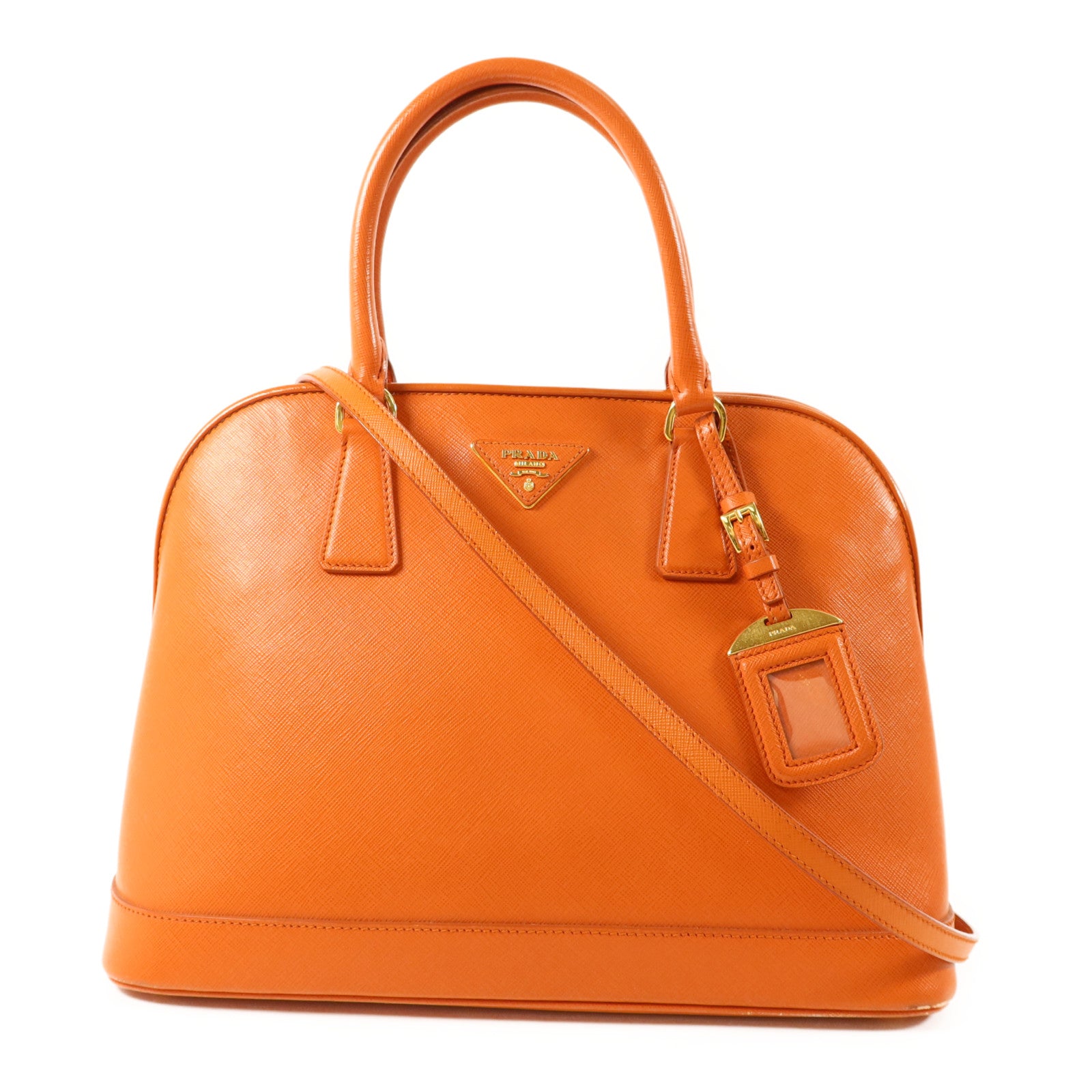 PRADA Saffiano皮革Medium Lux Open Promenade Satchel金扣手挽肩背兩用袋