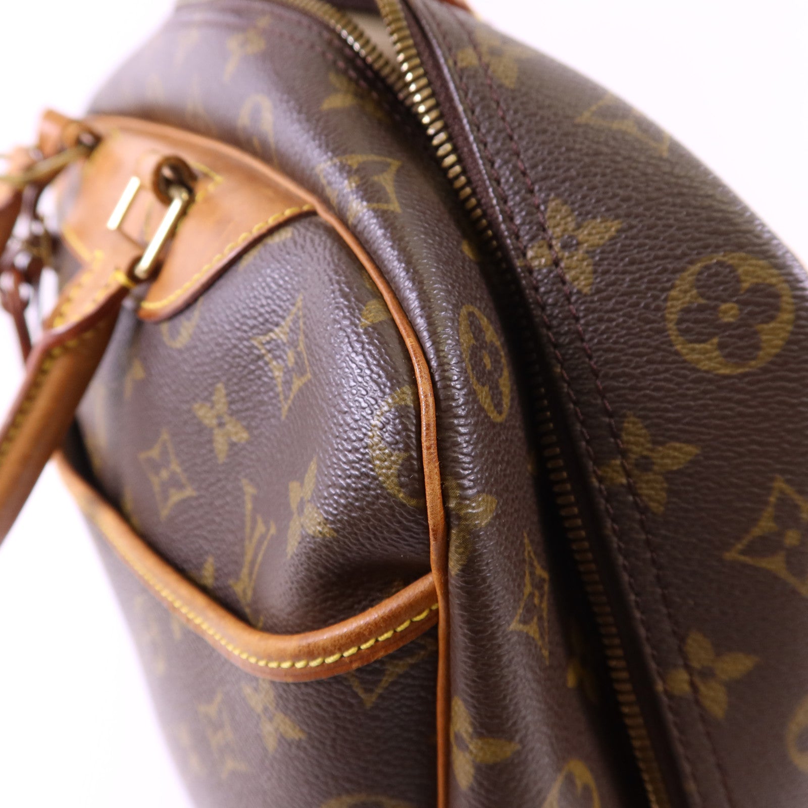 LOUIS VUITTON Monogram Deauville金扣手挽袋棕色