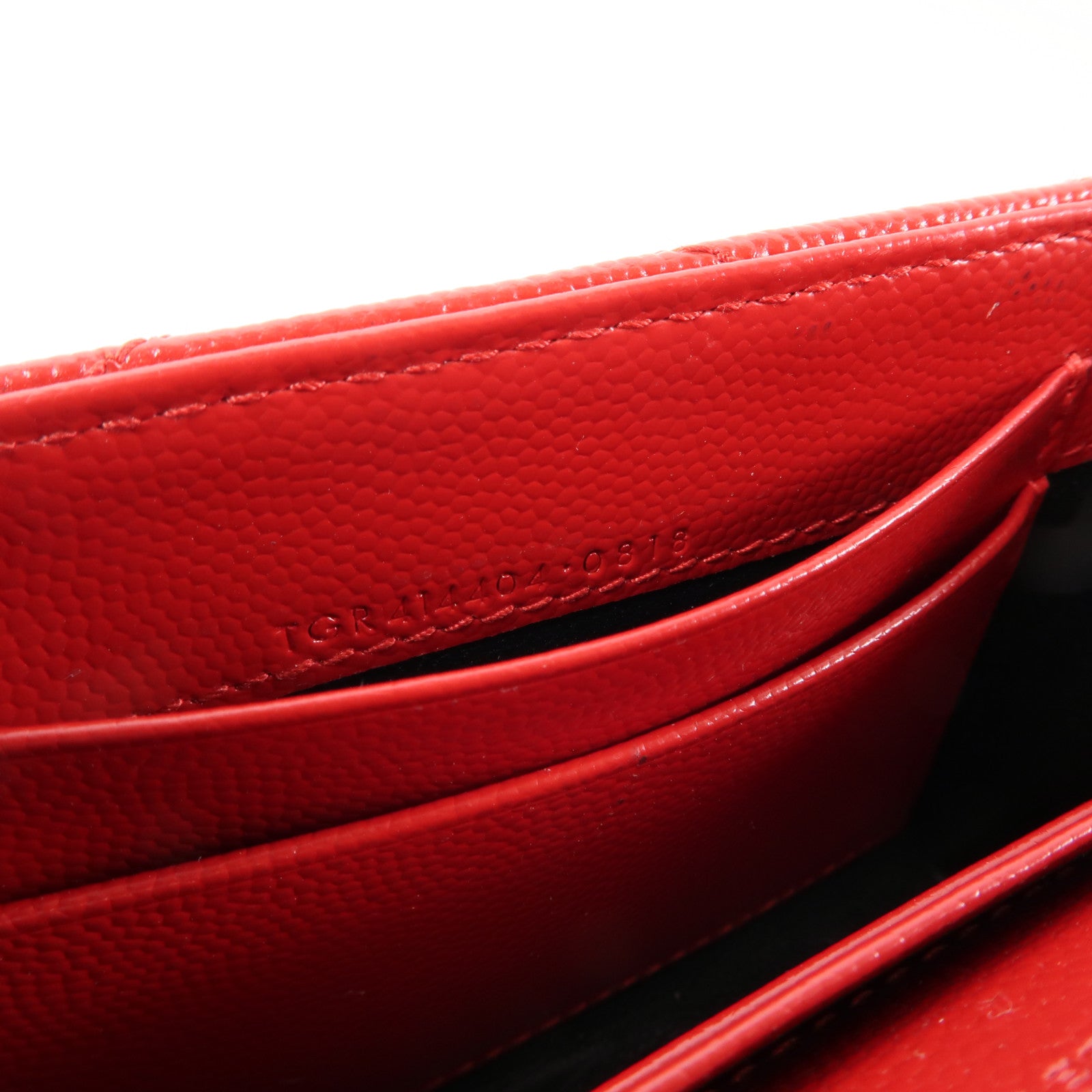 SAINT LAURENT 牛皮皮革Wallet銀扣錢包紅色