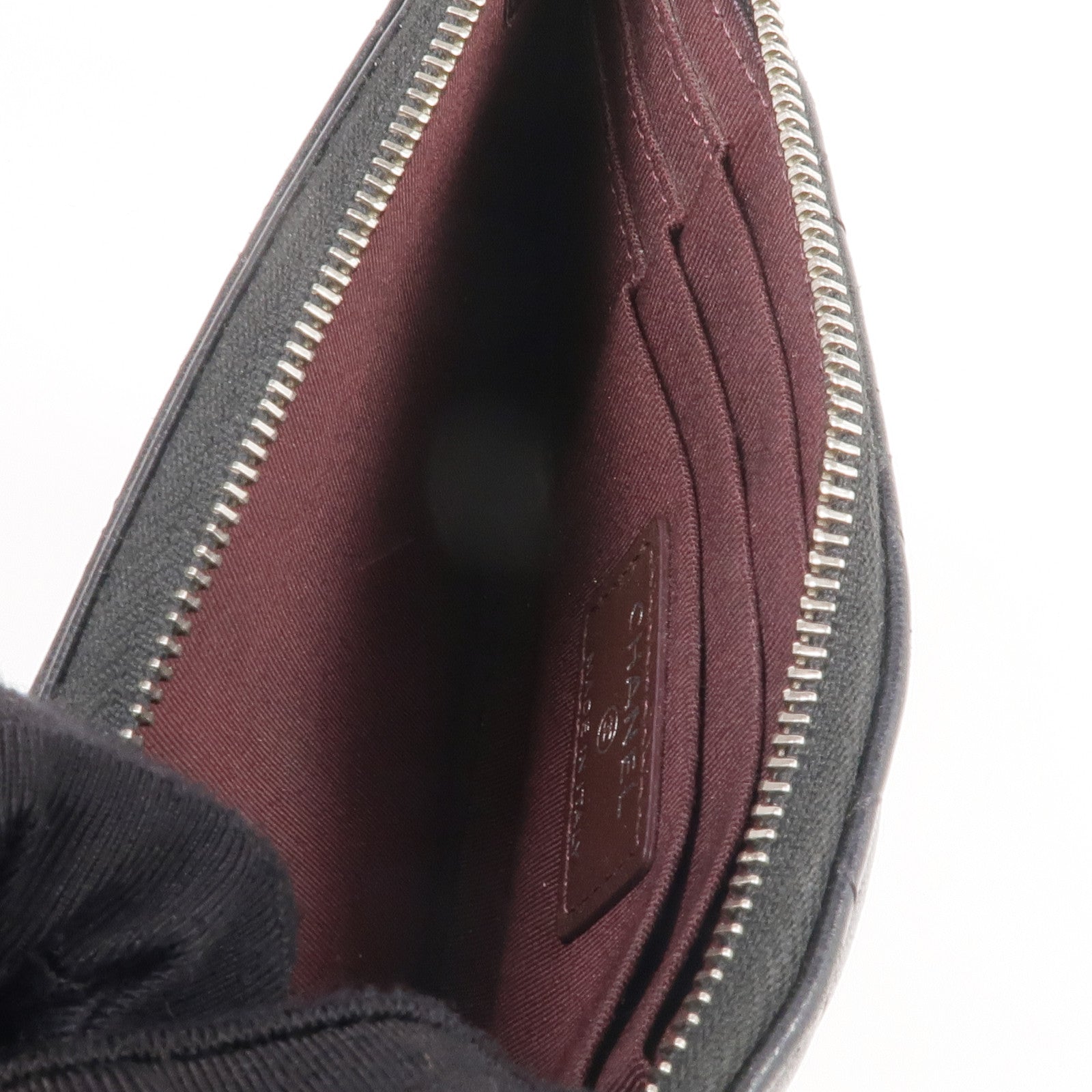 CHANEL 羊皮皮革Zipped Long Wallet銀扣長錢包