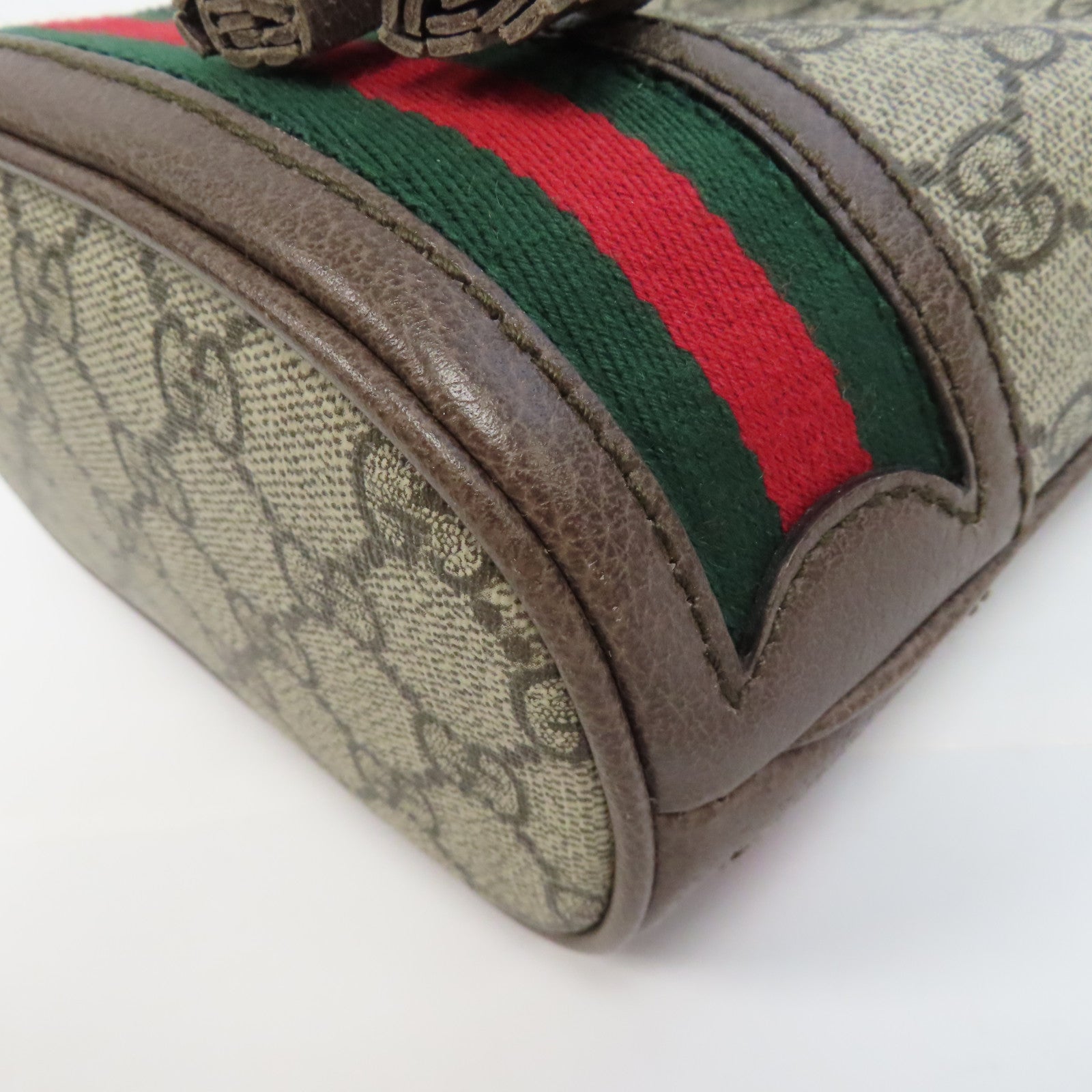 GUCCI 塗層帆布Ophidia Mini Bucket金扣肩背袋啡色