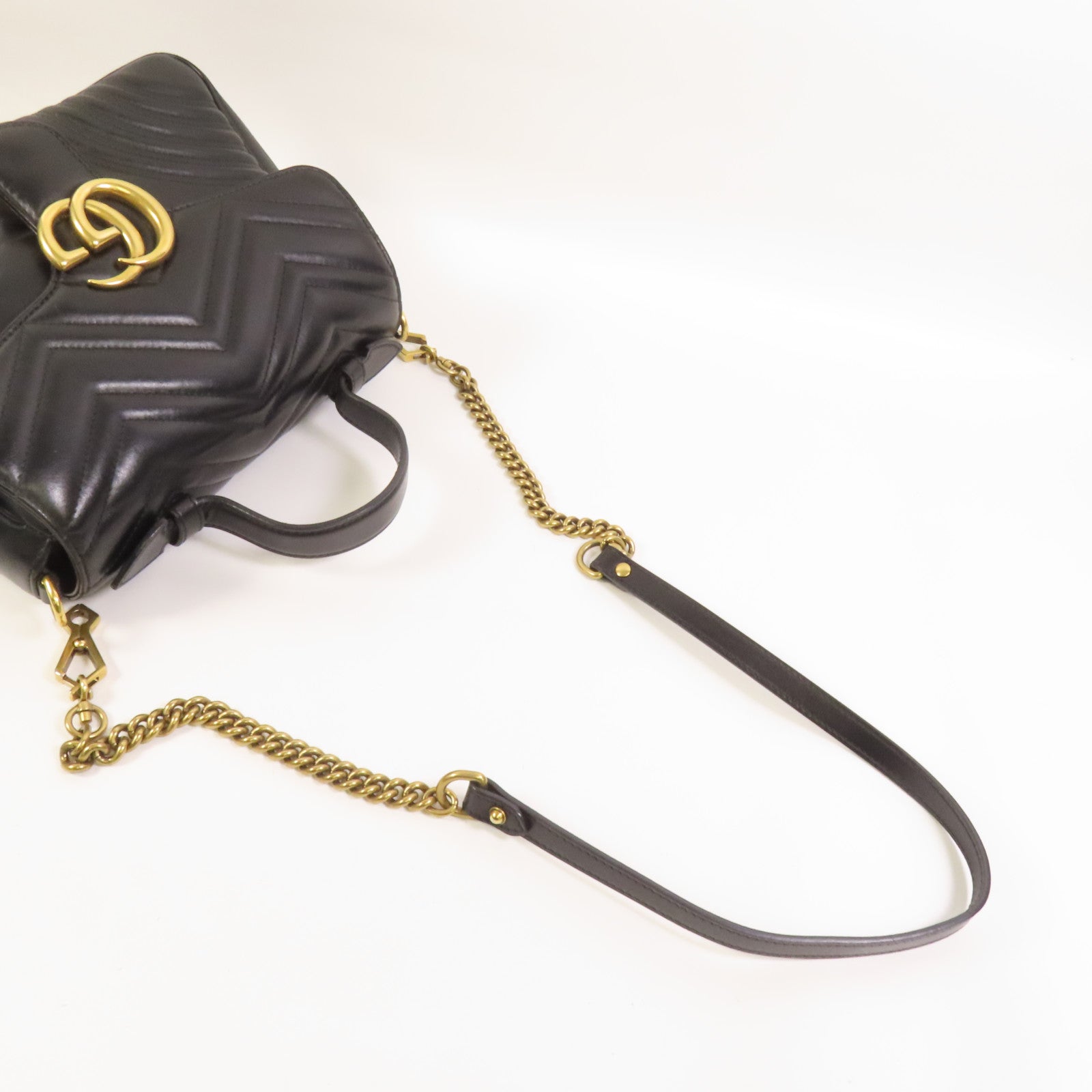 GUCCI 牛皮皮革GG Marmont Small金扣手挽肩背兩用袋