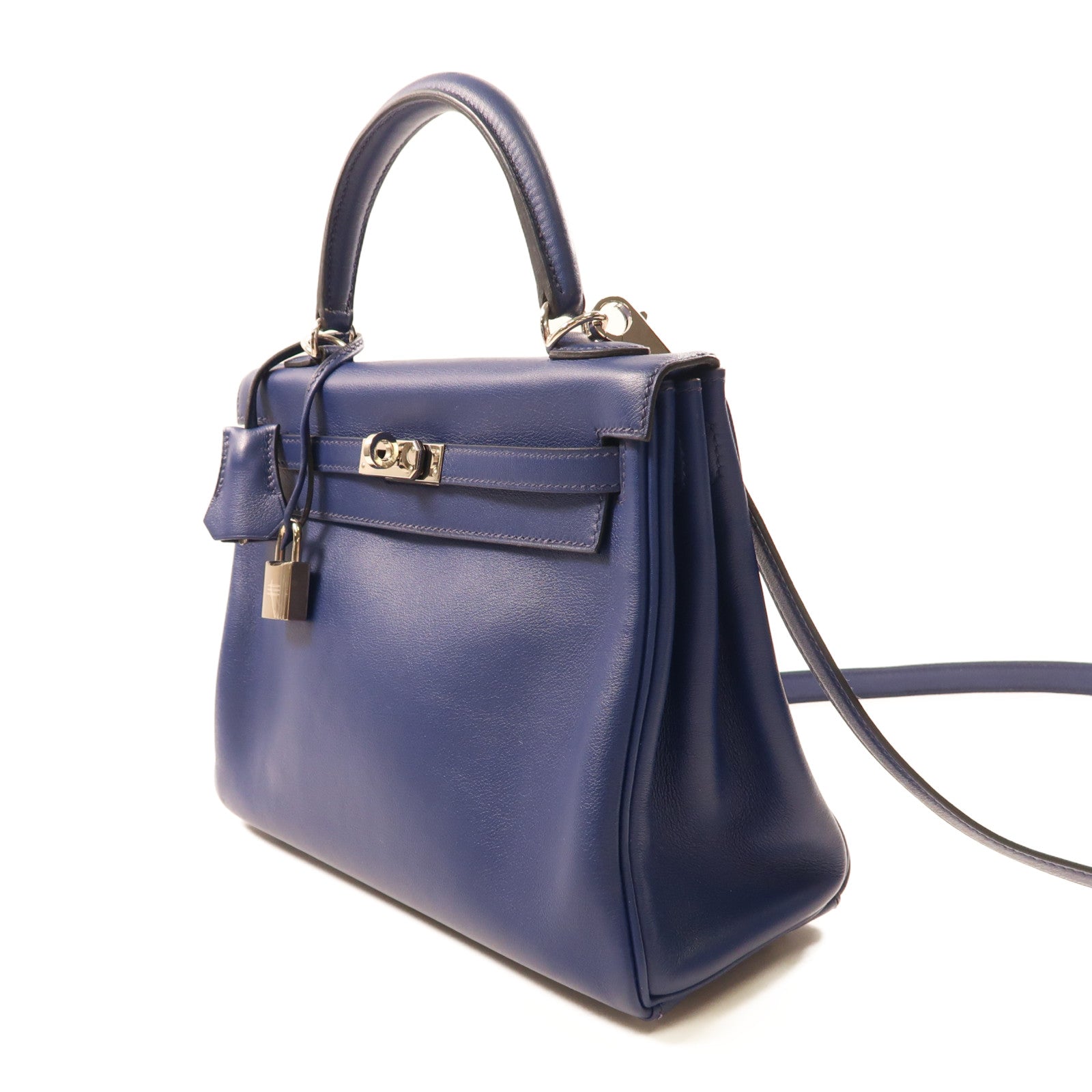 HERMES 【激減優惠】Swift皮革Kelly 25銀扣手挽肩背兩用袋73 Bleu Saphir/藍寶石