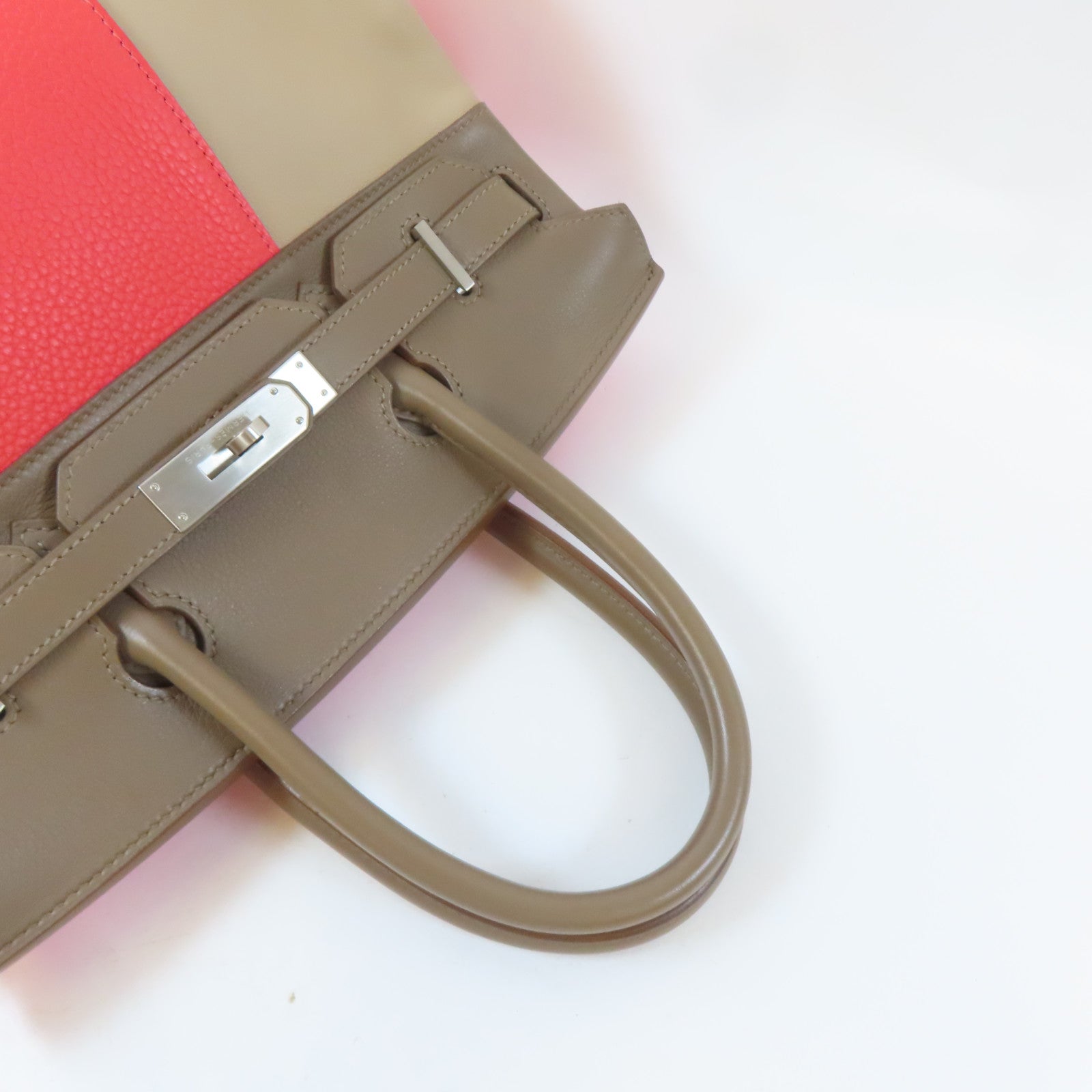 HERMES 【激減優惠】Swift皮革Birkin 30銀扣手挽袋Rose Jaipur/蜜桃紅色/Etoupe/大象灰色