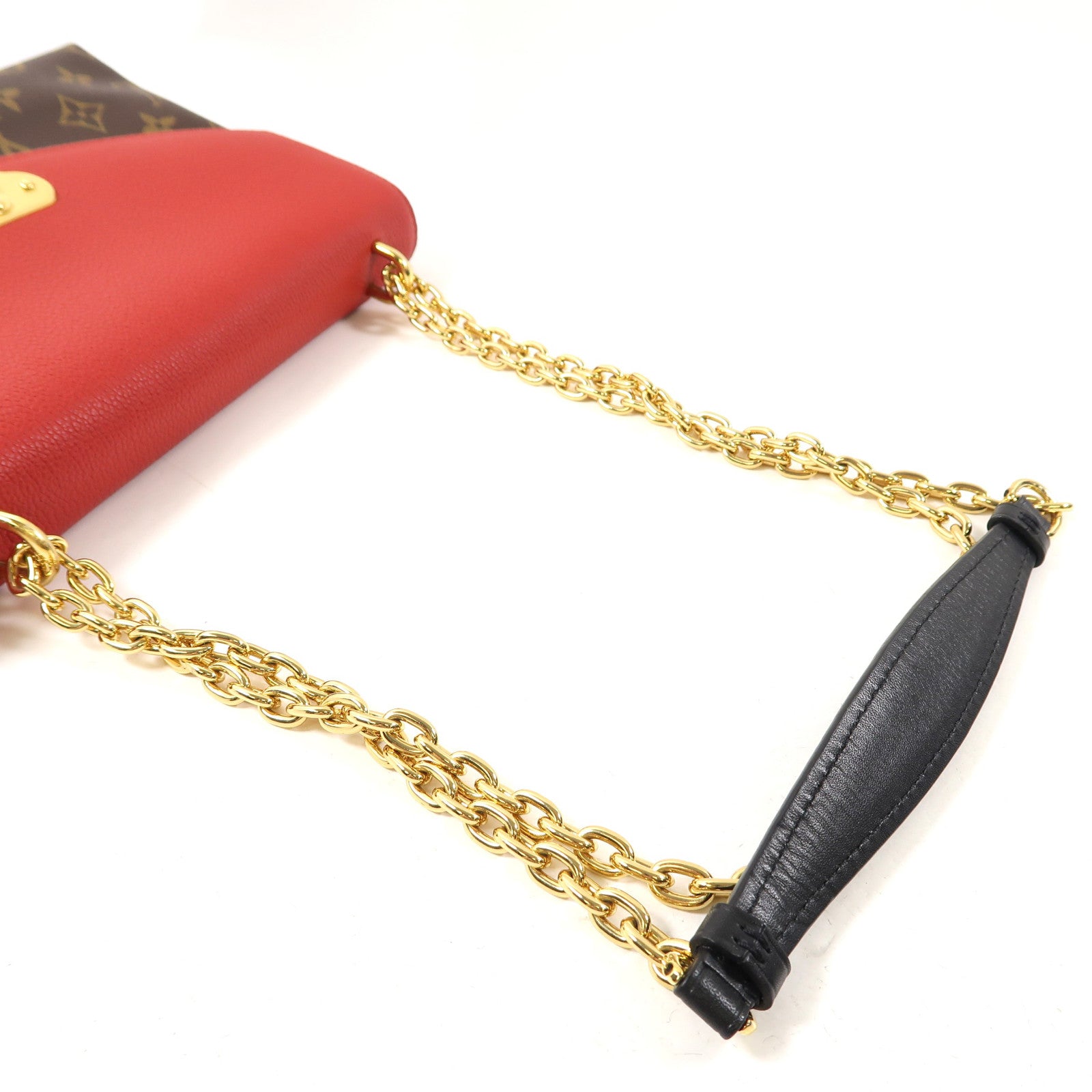 LOUIS VUITTON Monogram Saint Placide金扣肩背袋啡色/紅色