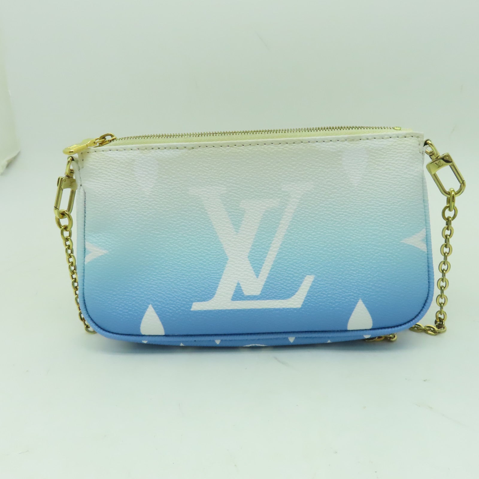 LOUIS VUITTON Monogram Giant Multi Pochette金扣肩背袋藍色/白色