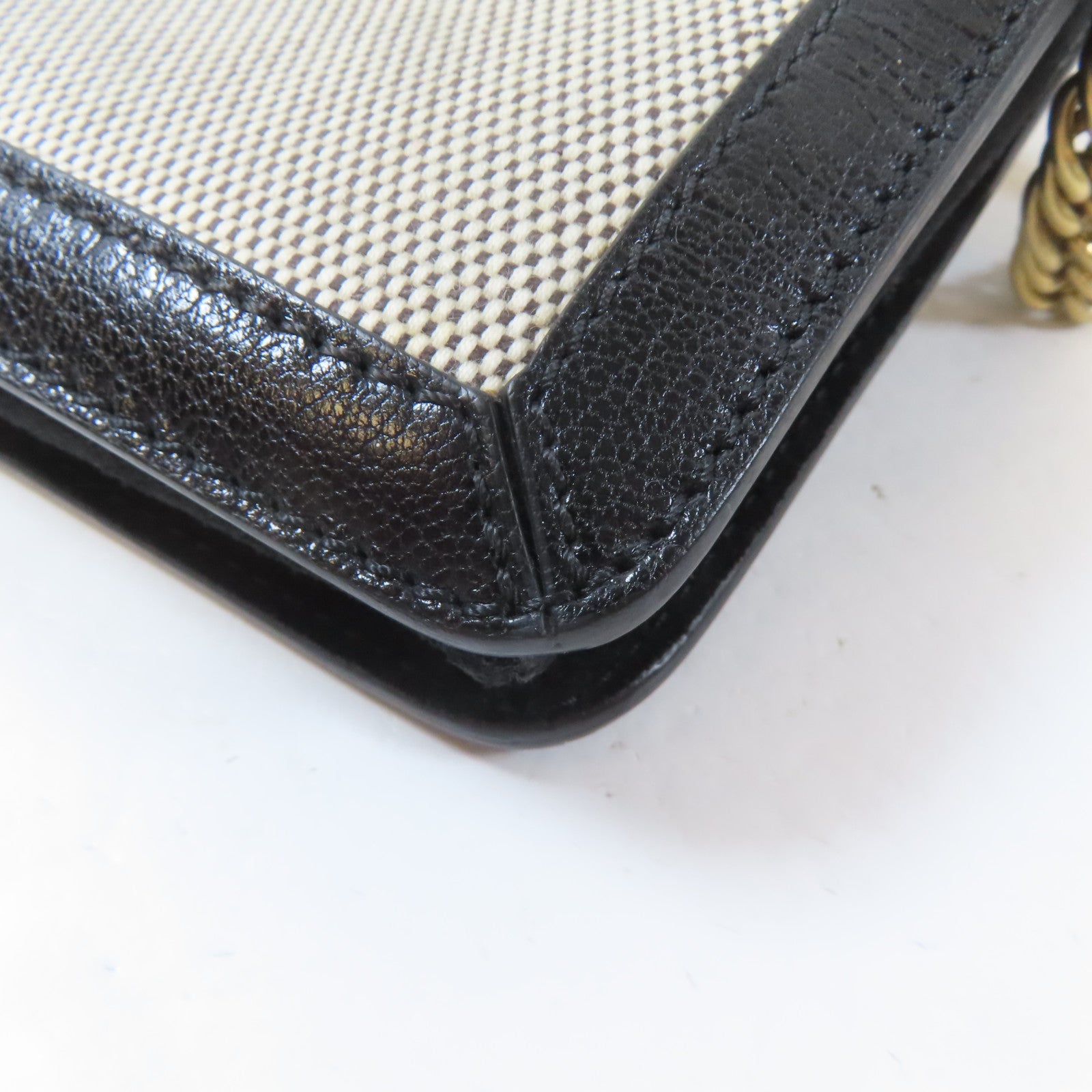 GIVENCHY 帆布/牛皮皮革2 Way Shoulder Bag金扣手挽肩背兩用袋米色/黑色