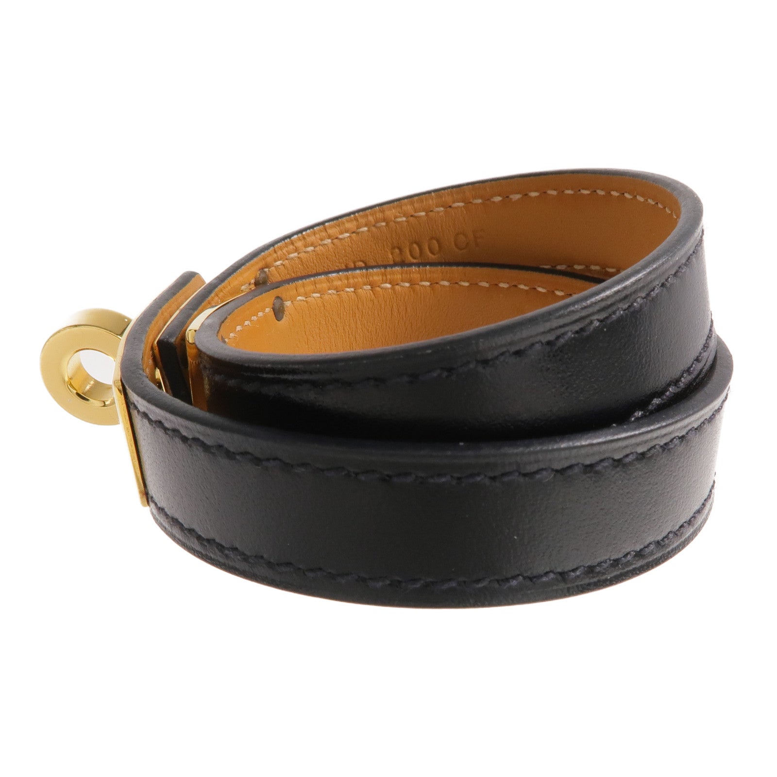 HERMES Box Calf皮革Kelly Double Tour Bracelet金扣手帶Noir