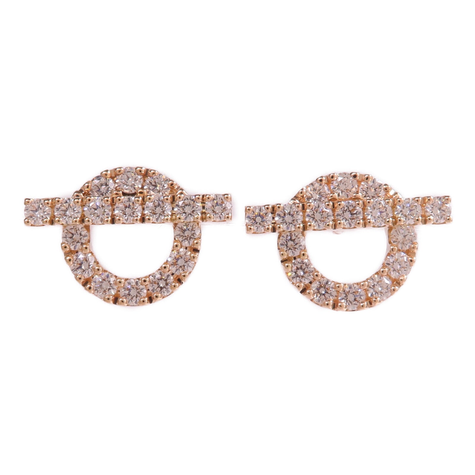 HERMES 18K玫瑰金Finesse Earrings鑽石耳環