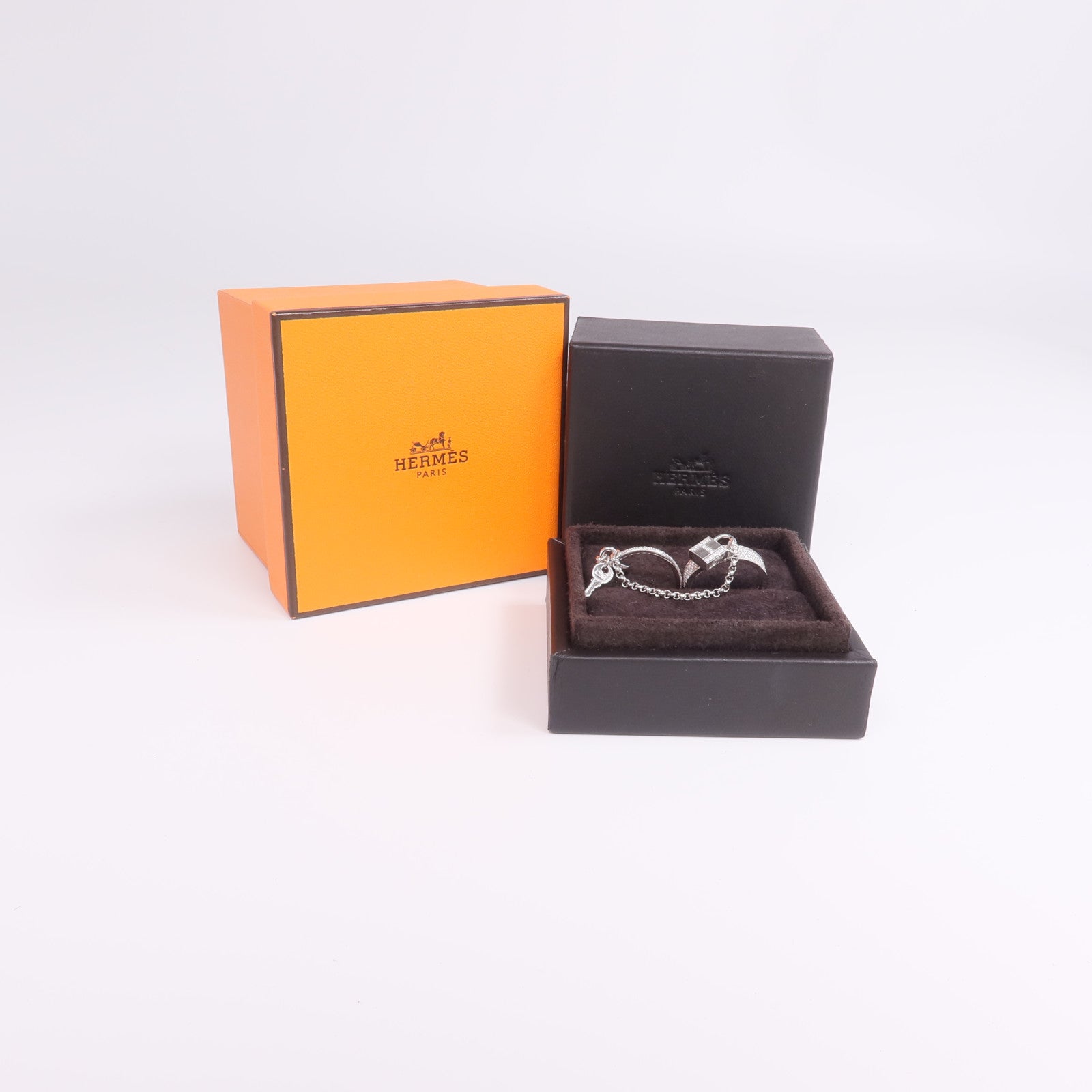 HERMES 18K白金Cadenas Double Ring鑽石戒指