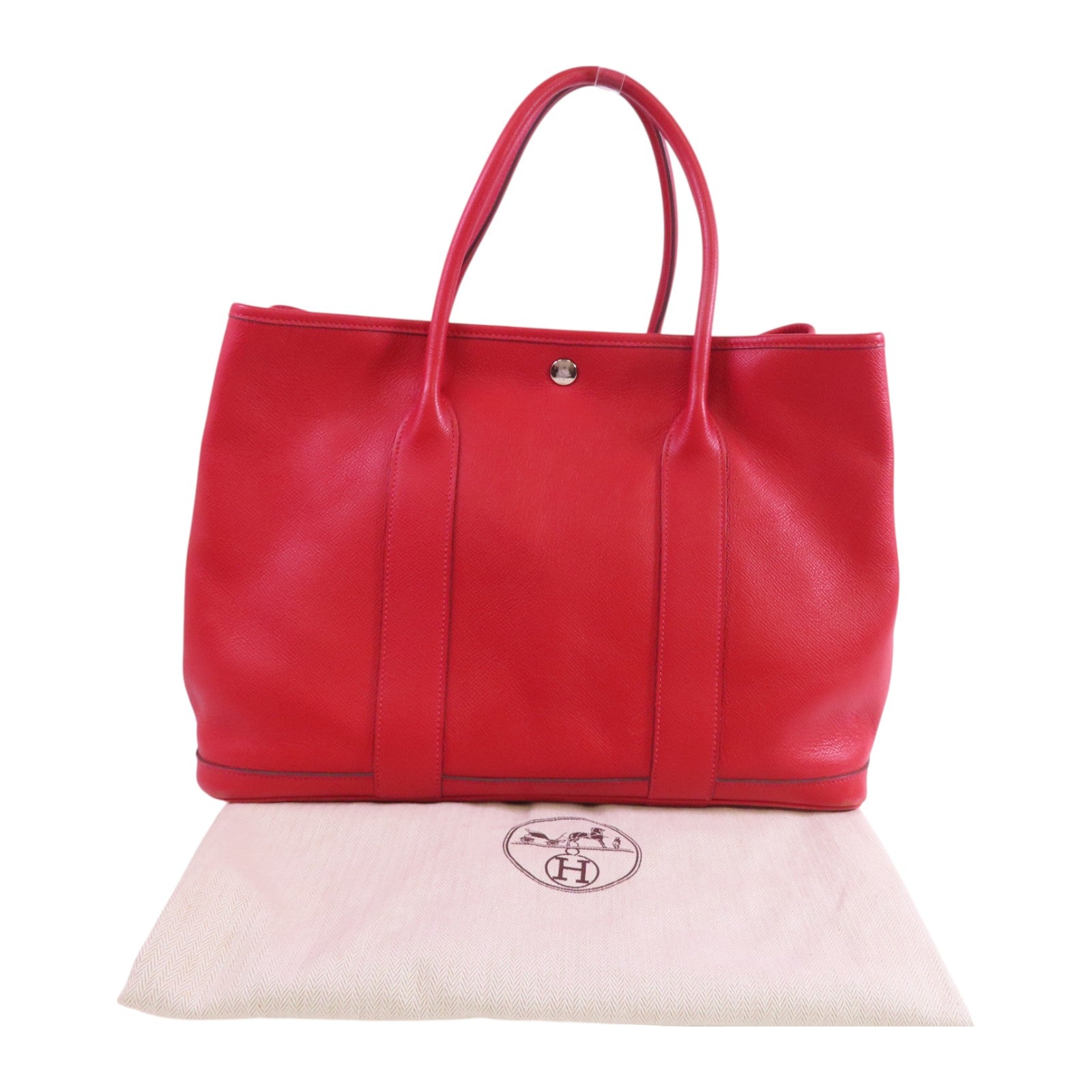 HERMES Epsom皮革Garden Party PM銀扣手挽袋