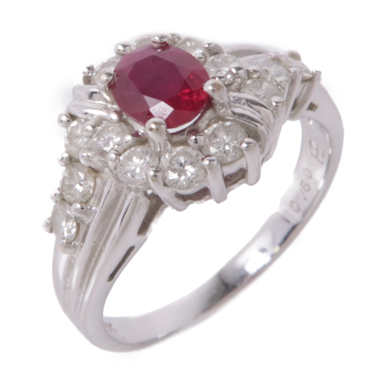 JEWELRY 18K白金Ruby/Diamond Ring紅寶石/鑽石戒指US#4.75