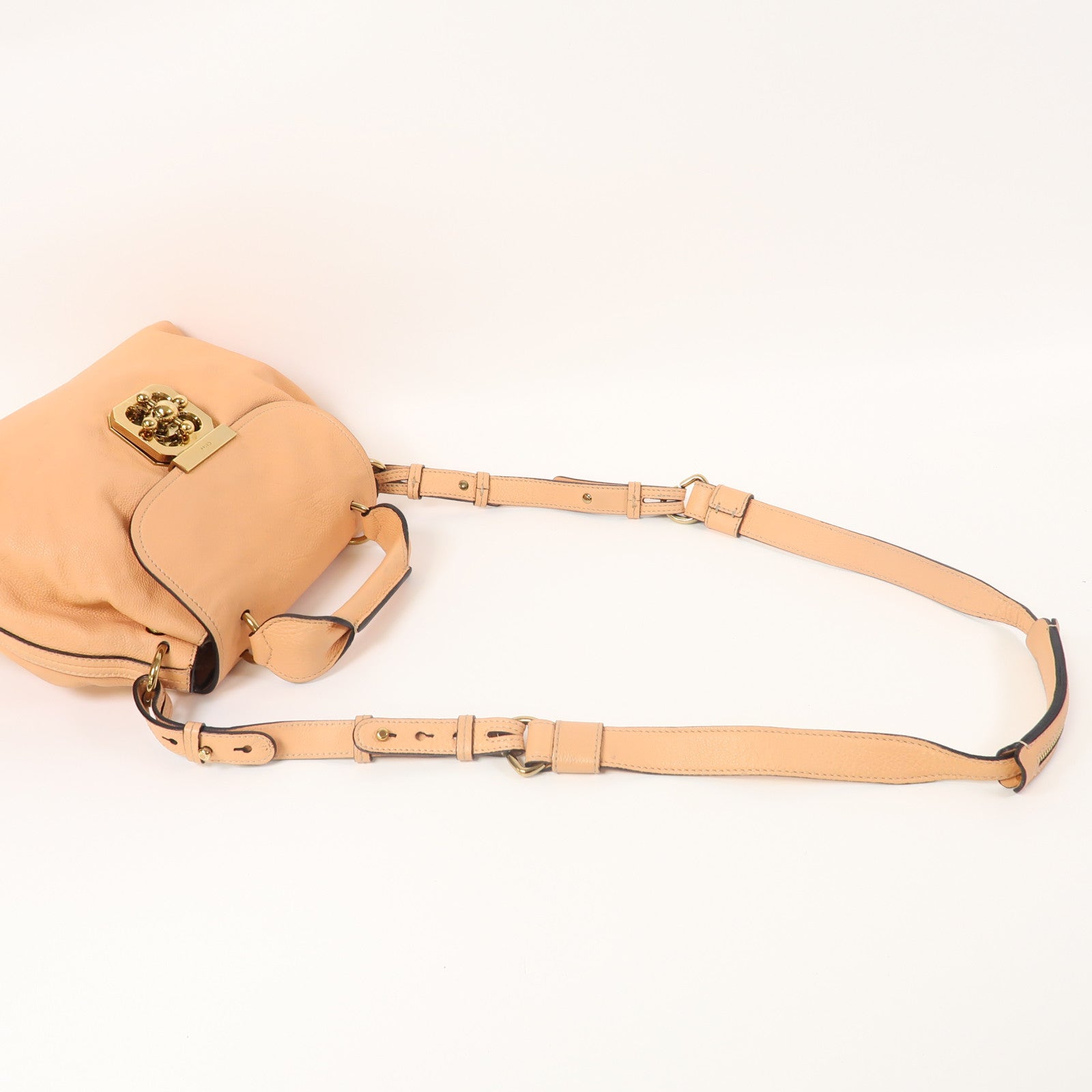 Chloe 【激減優惠】牛皮皮革Shoulder Bag金扣手挽肩背兩用袋杏黃色