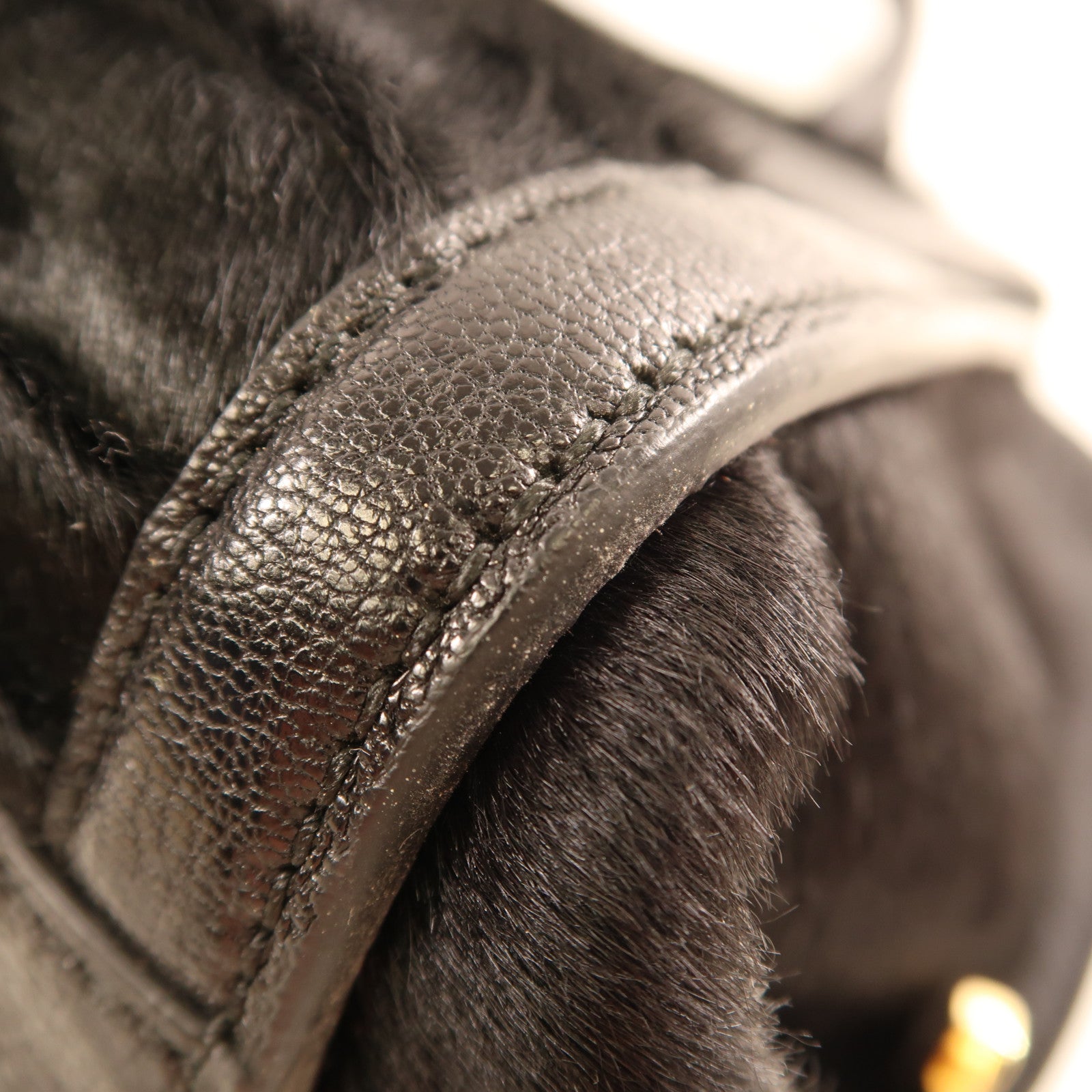 Salvatore Ferragamo 馬毛/皮革2Way Shoulder金扣手挽肩背兩用袋