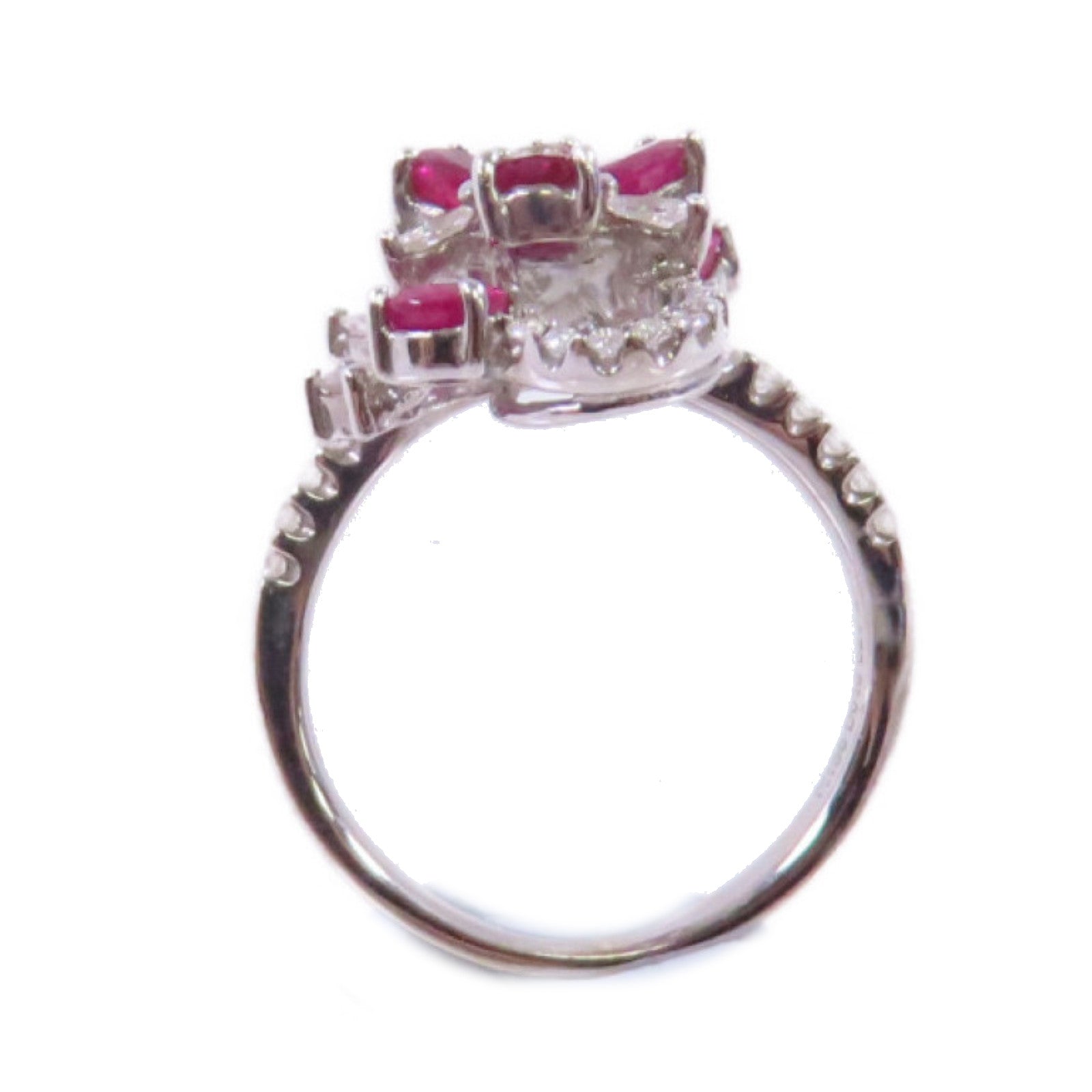 JEWELRY 18K白金Ruby/Diamond Ring1.36ct紅寶石/0.13ct鑽石戒指US#4.5