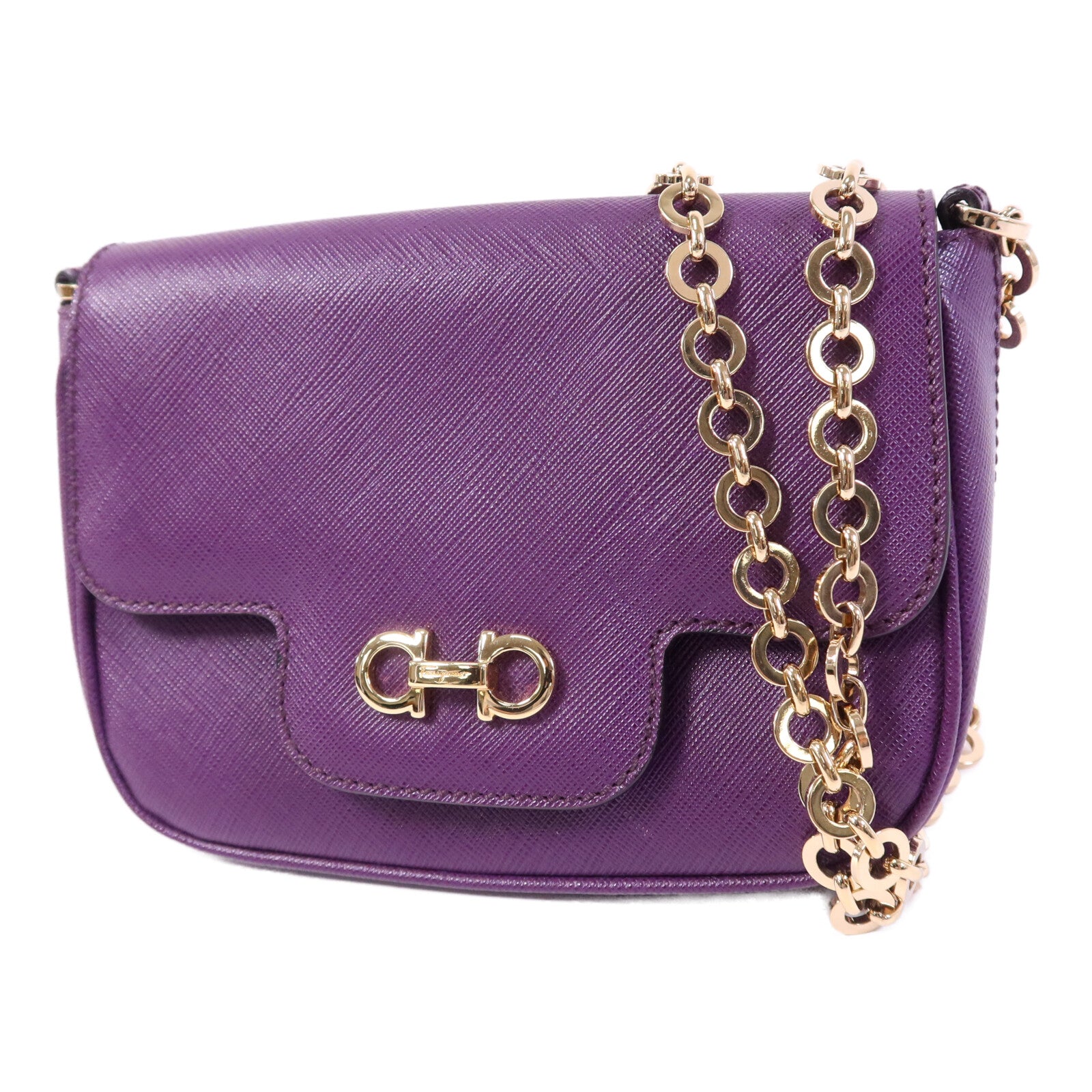 Salvatore Ferragamo 牛皮皮革Shoulder Bag金扣鏈帶手挽袋