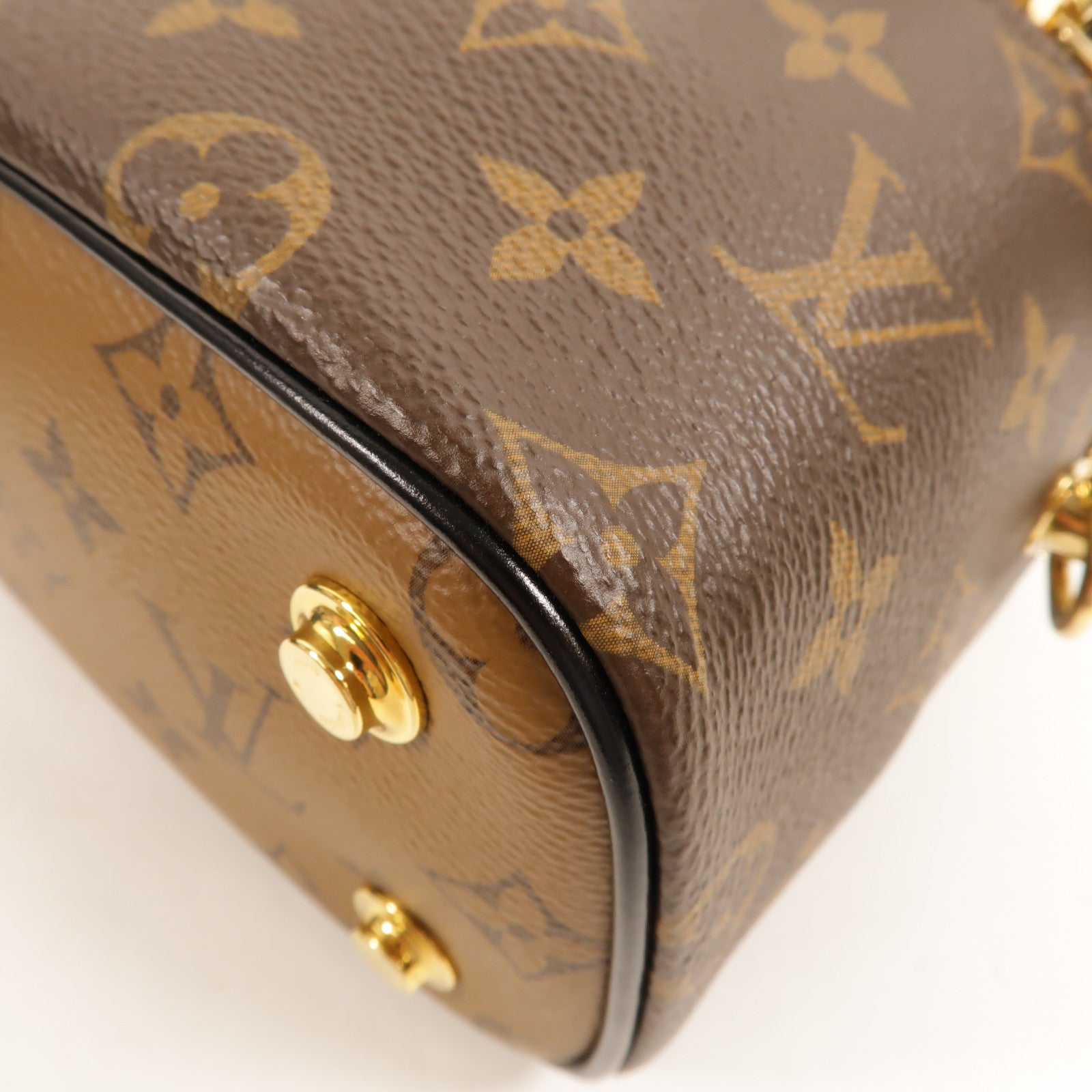 LOUIS VUITTON Monogram Reverse Vanity PM金扣手挽肩背兩用袋棕色