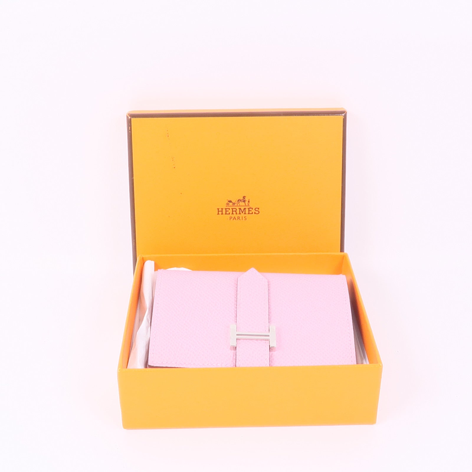 HERMES Epsom皮革Bearn Mini Wallet錢包Mauve Pale