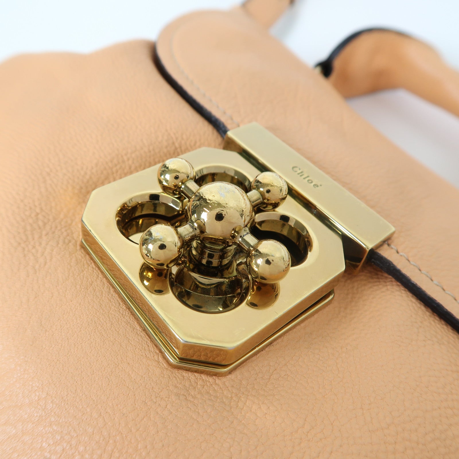 Chloe 【激減優惠】牛皮皮革Shoulder Bag金扣手挽肩背兩用袋杏黃色