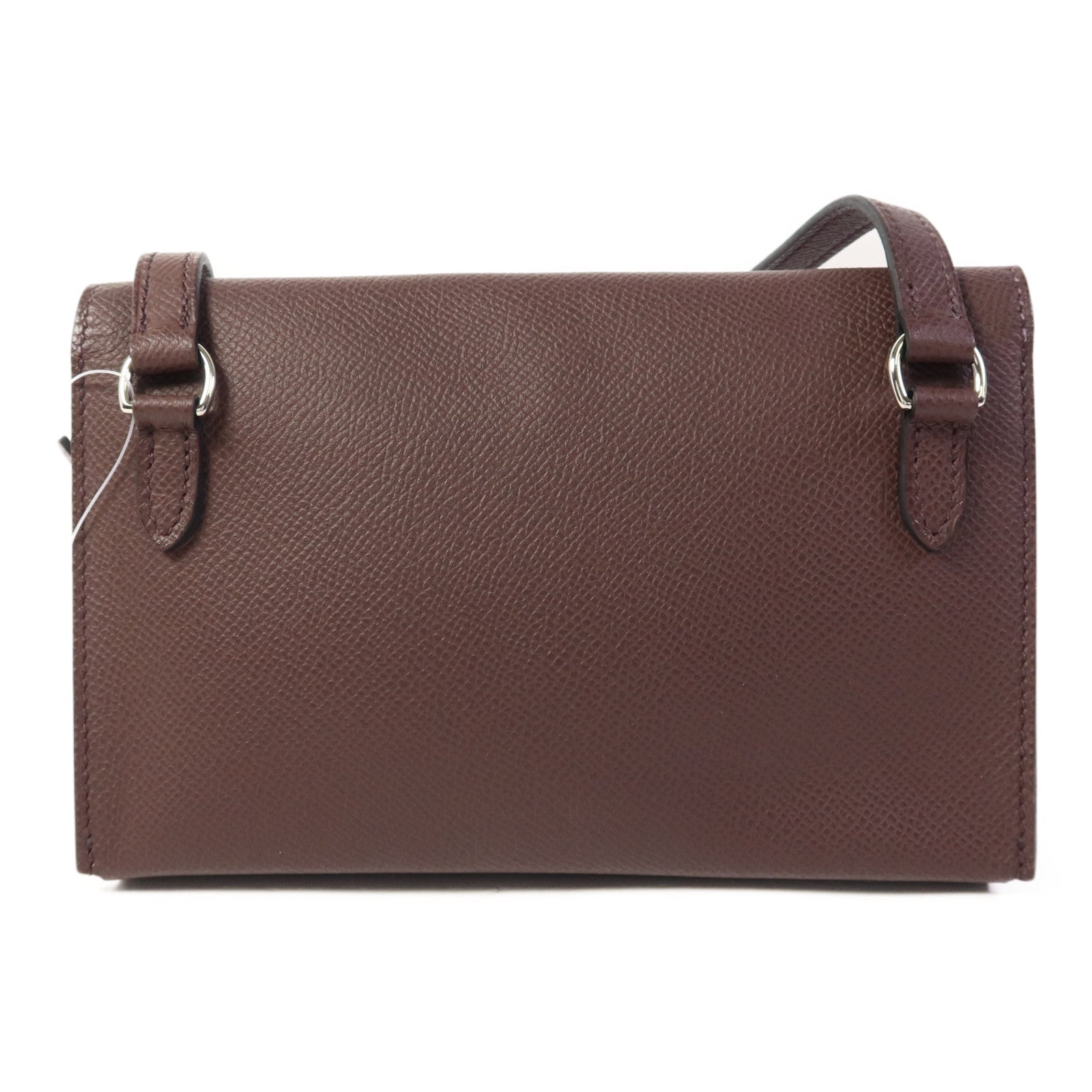 HERMES Epsom皮革Snap Wallet銀扣肩背袋Rouge Sellier