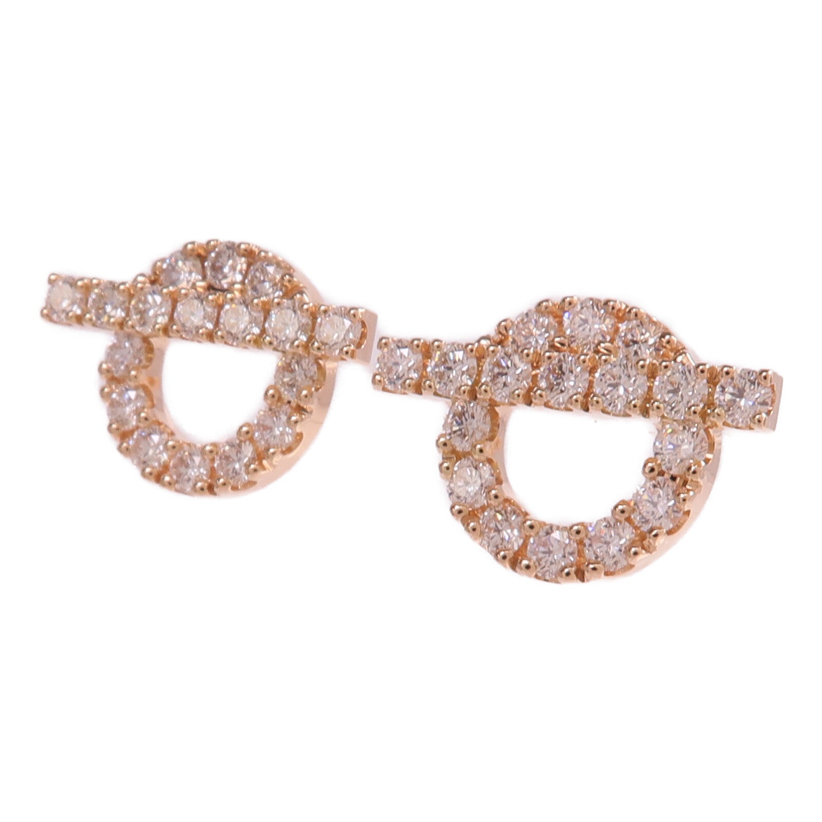 HERMES 18K玫瑰金Finesse Earrings鑽石耳環