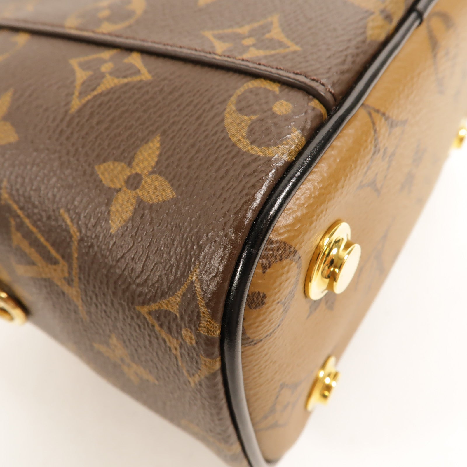 LOUIS VUITTON Monogram Reverse Vanity PM金扣手挽肩背兩用袋棕色