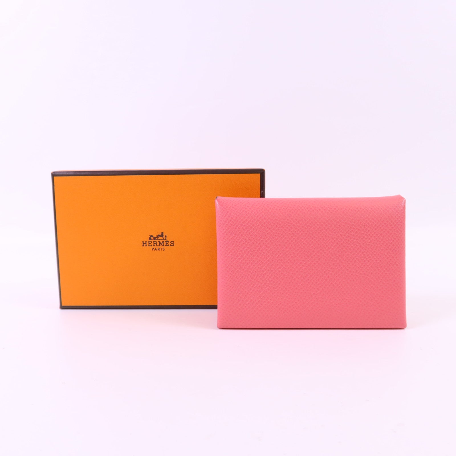 HERMES Epsom皮革Calvi Duo銀扣卡片套