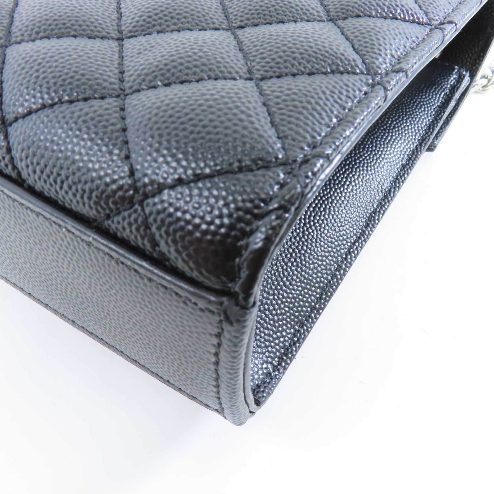 SAINT LAURENT 牛皮皮革Envelope銀扣鏈帶肩背袋黑色