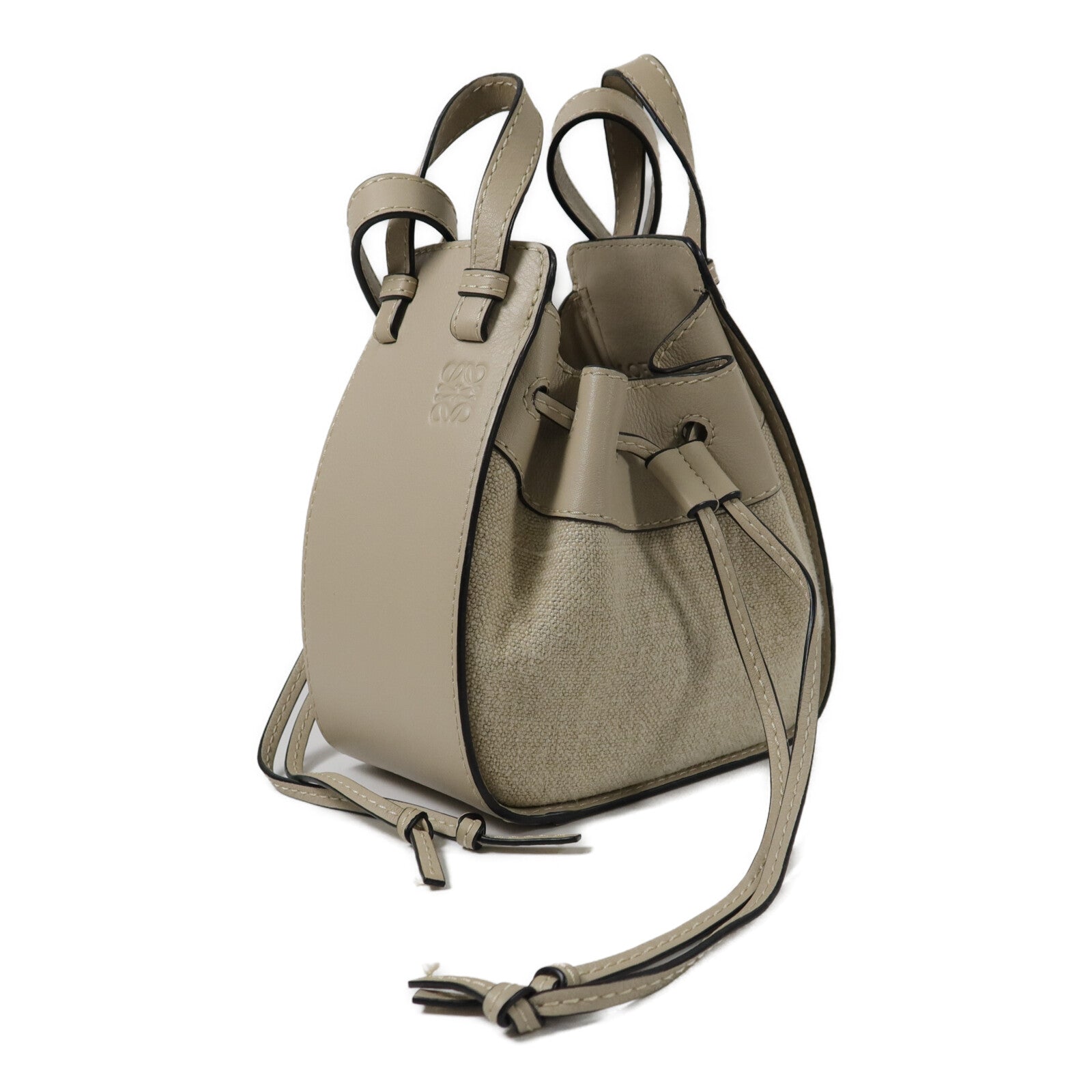 LOEWE 帆布/牛皮皮革Mini Hammock手挽肩背兩用袋
