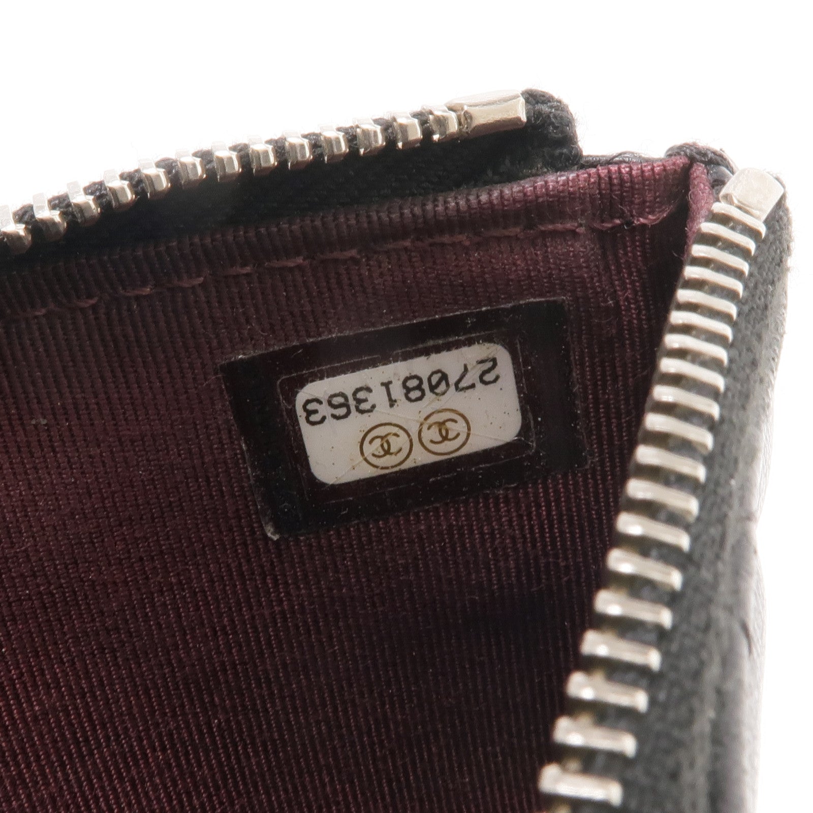 CHANEL 羊皮皮革Zipped Long Wallet銀扣長錢包