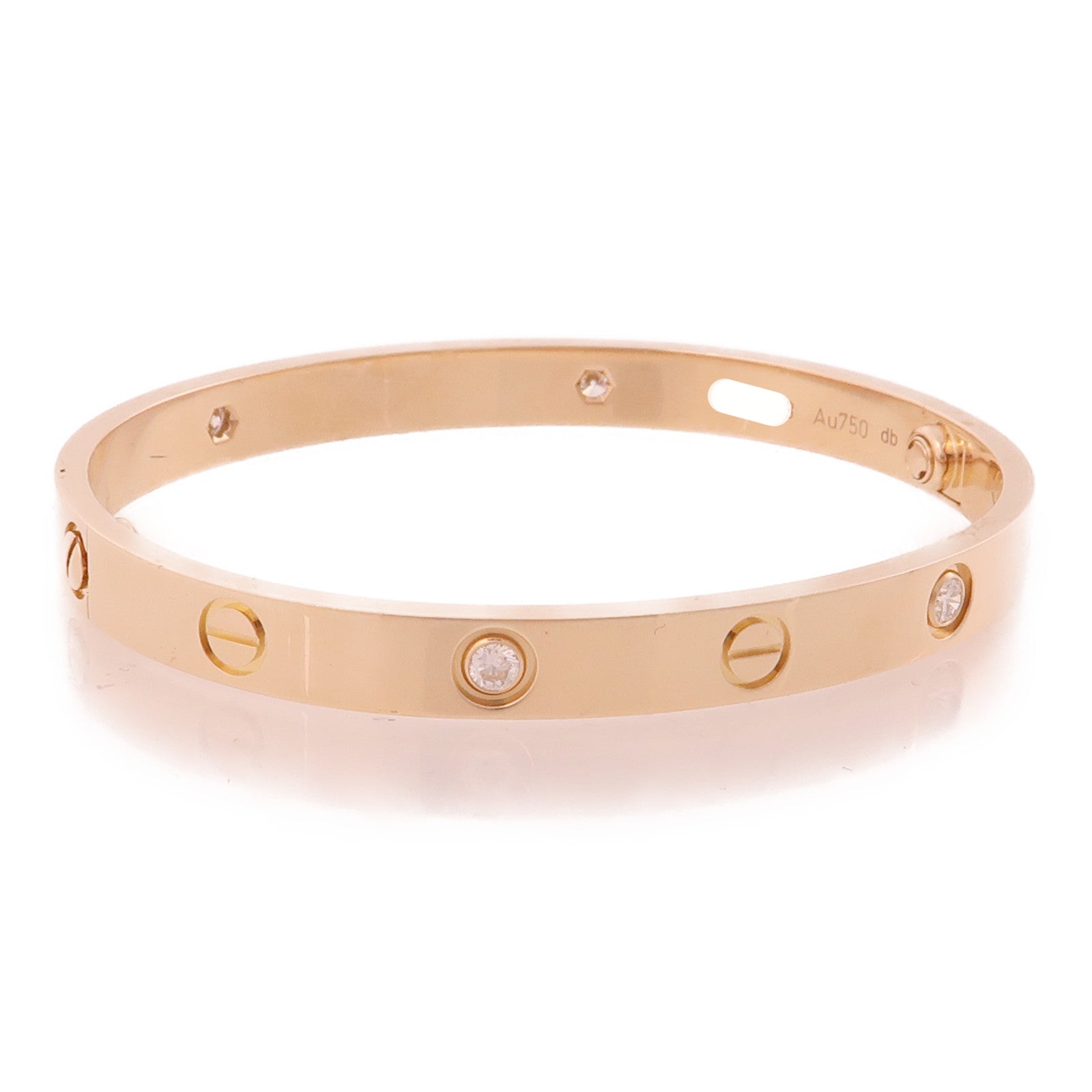 CARTIER 18K玫瑰金Love Bracelet 4 Diamonds鑽石手鐲