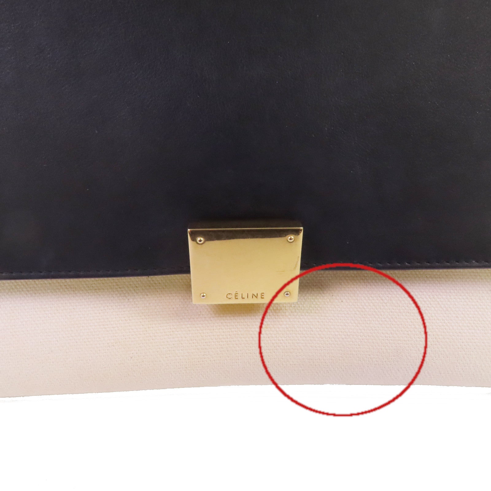 CELINE 帆布/牛皮皮革Trapeze金扣手挽肩背兩用袋