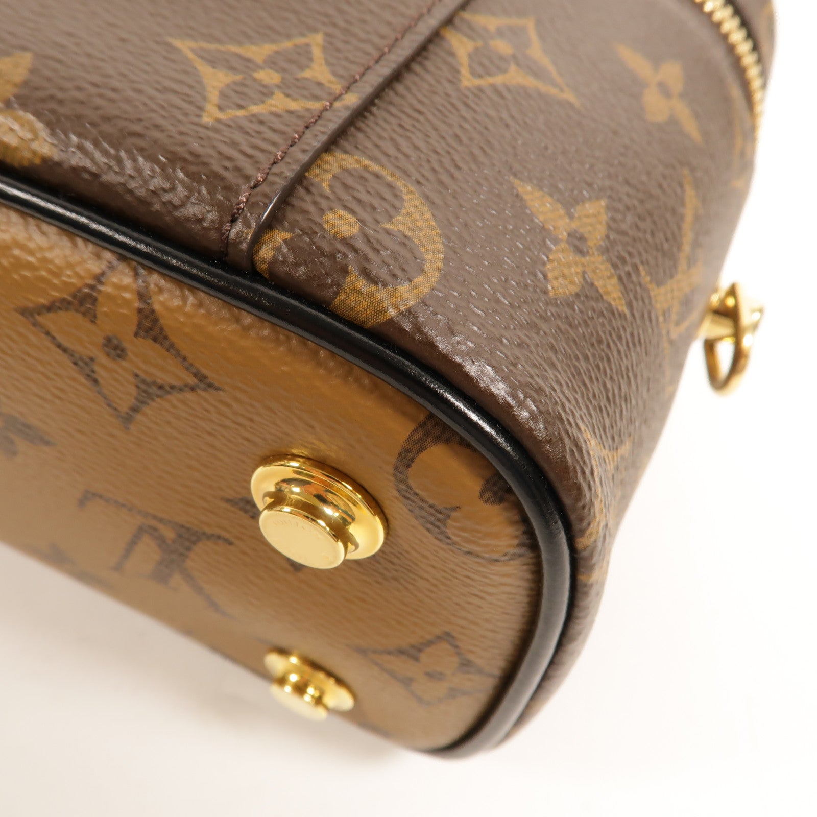 LOUIS VUITTON Monogram Reverse Vanity PM金扣手挽肩背兩用袋棕色