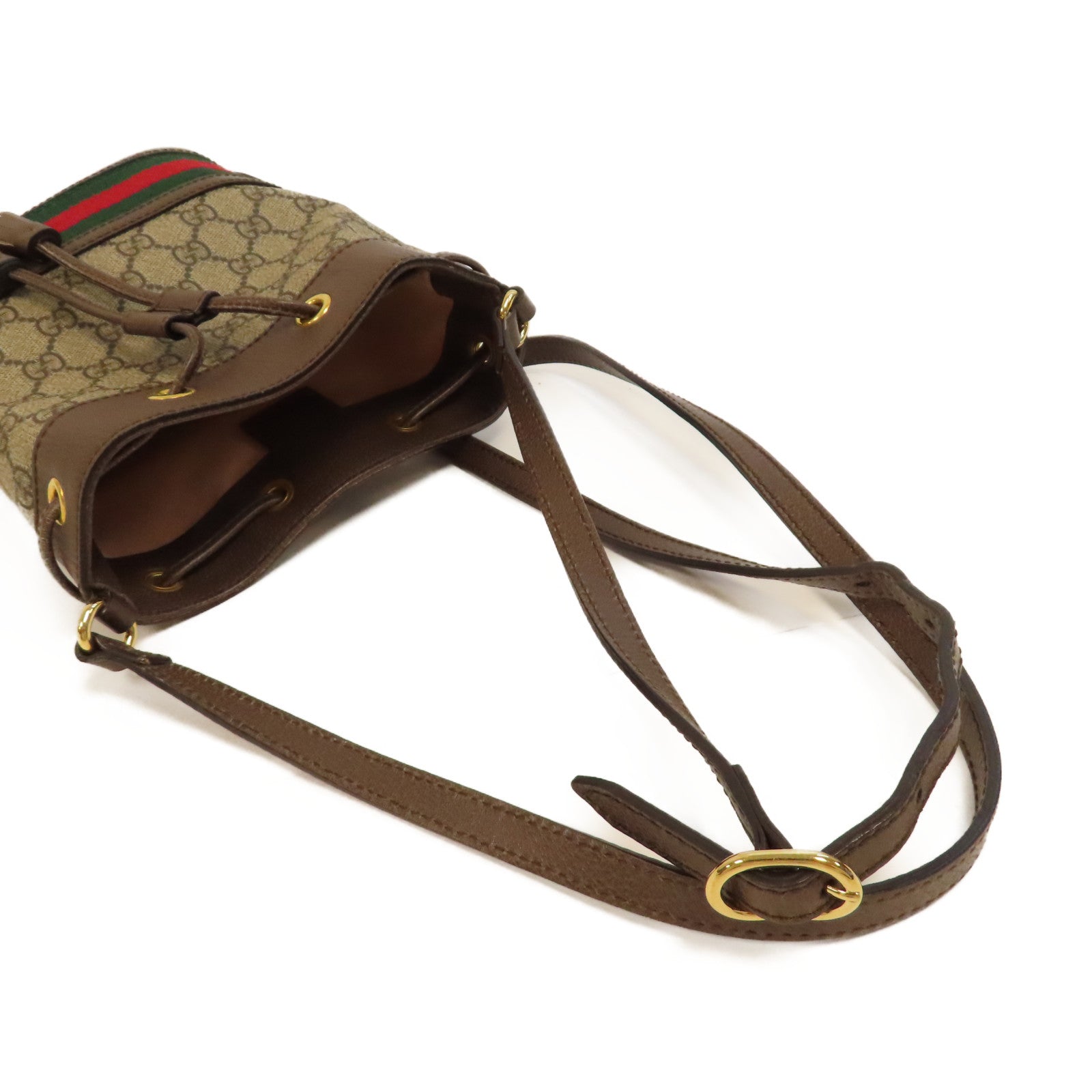 GUCCI 塗層帆布Ophidia Mini Bucket金扣肩背袋啡色