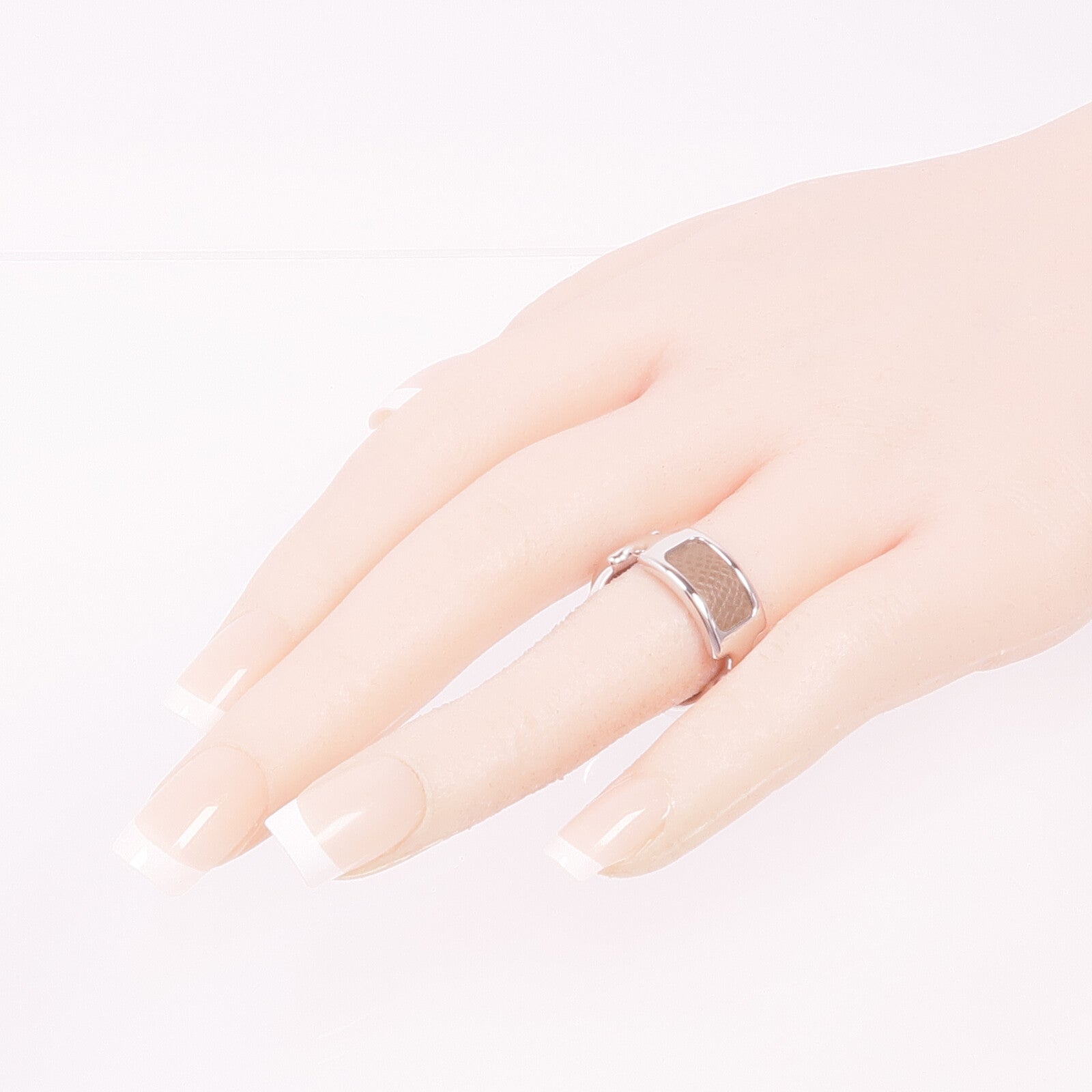 HERMES 金屬/Epsom皮革Olympe Ring戒指US#6.75 Etoupe