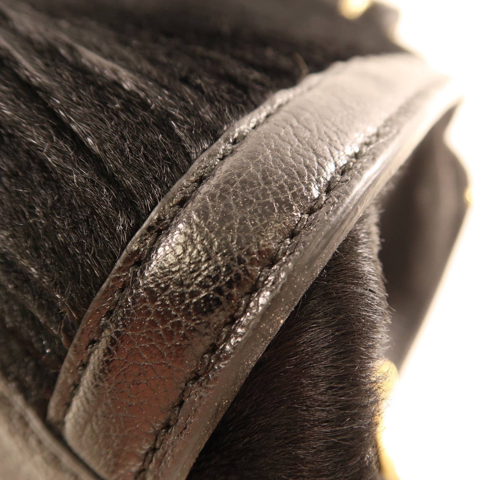 Salvatore Ferragamo 馬毛/皮革2Way Shoulder金扣手挽肩背兩用袋