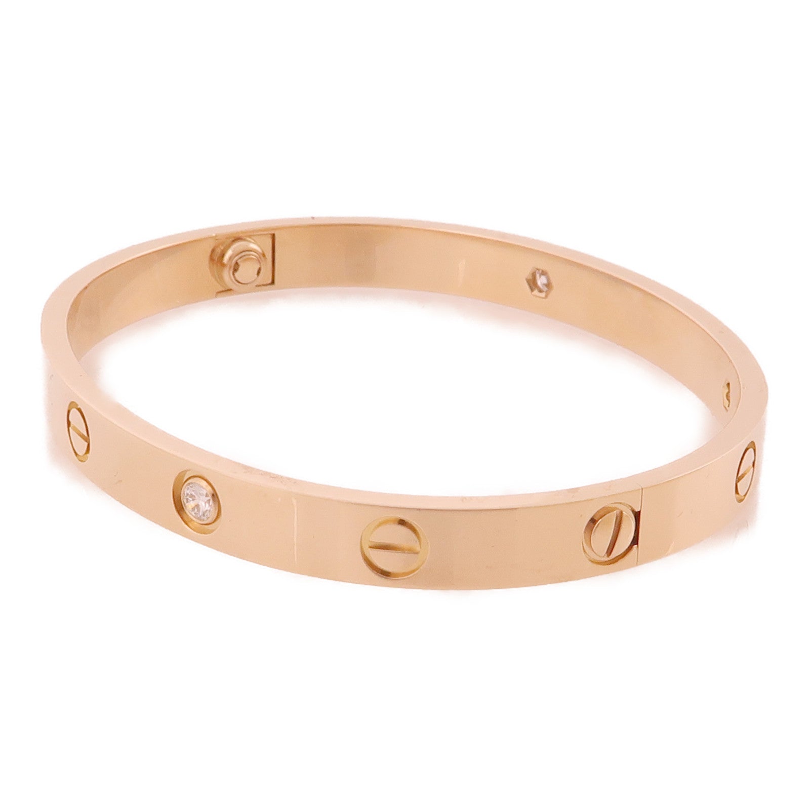 CARTIER 18K玫瑰金Love Bracelet 4 Diamonds鑽石手鐲