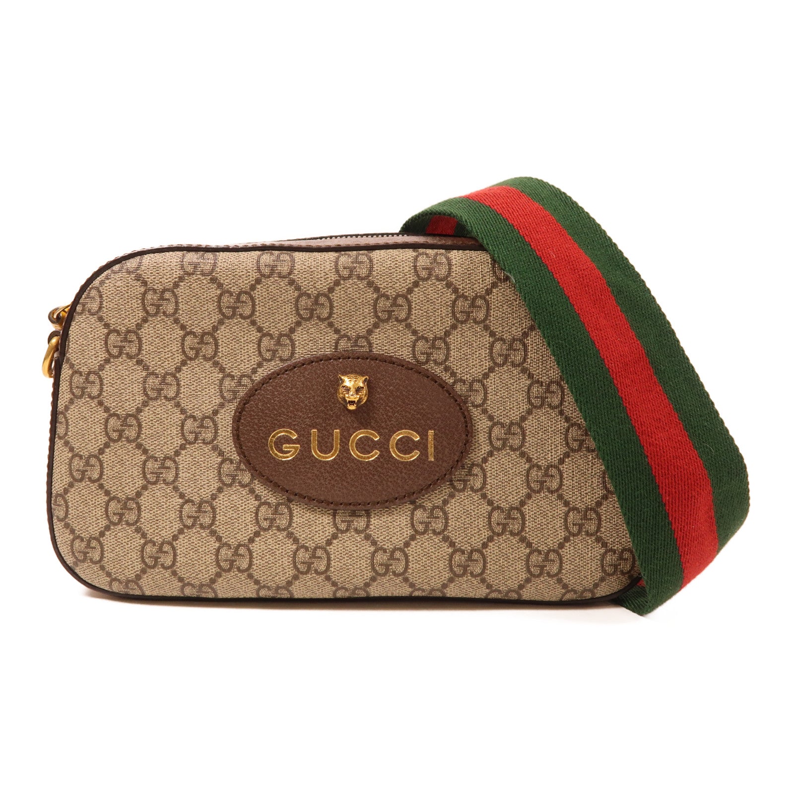 GUCCI 塗層帆布/皮革GG Supreme金扣肩背袋