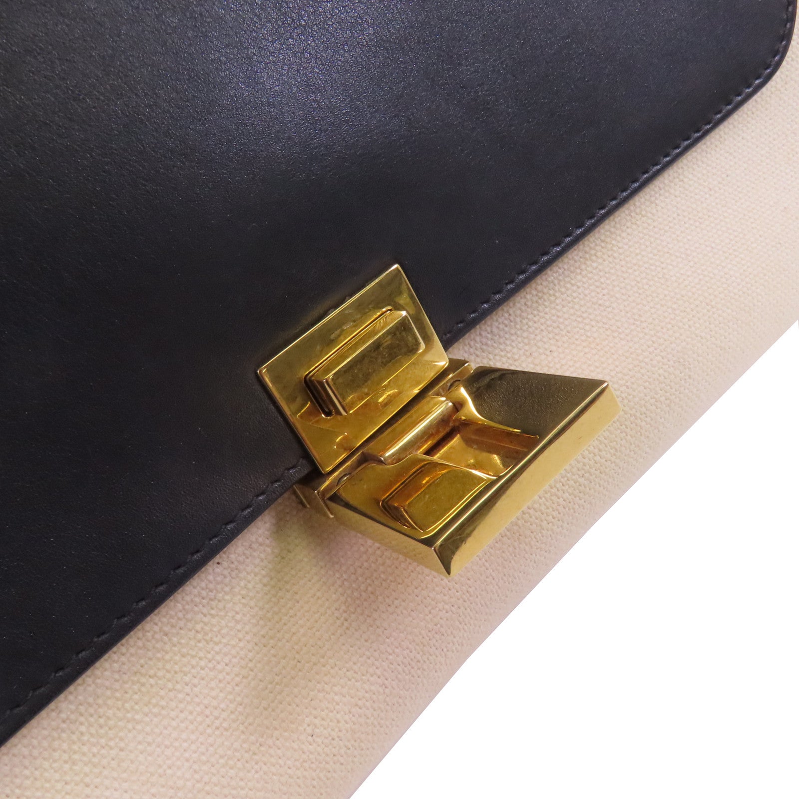 CELINE 帆布/牛皮皮革Trapeze金扣手挽肩背兩用袋