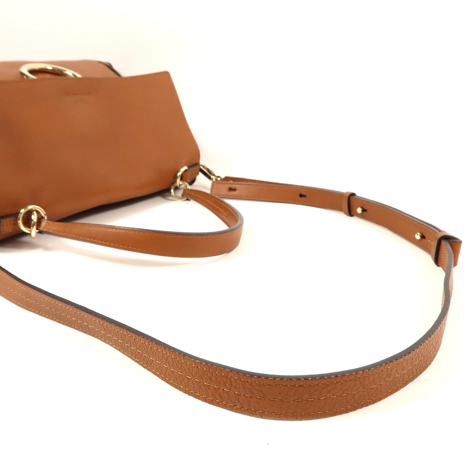 Chloe 牛皮皮革Faye Bag金扣手挽肩背兩用袋啡色