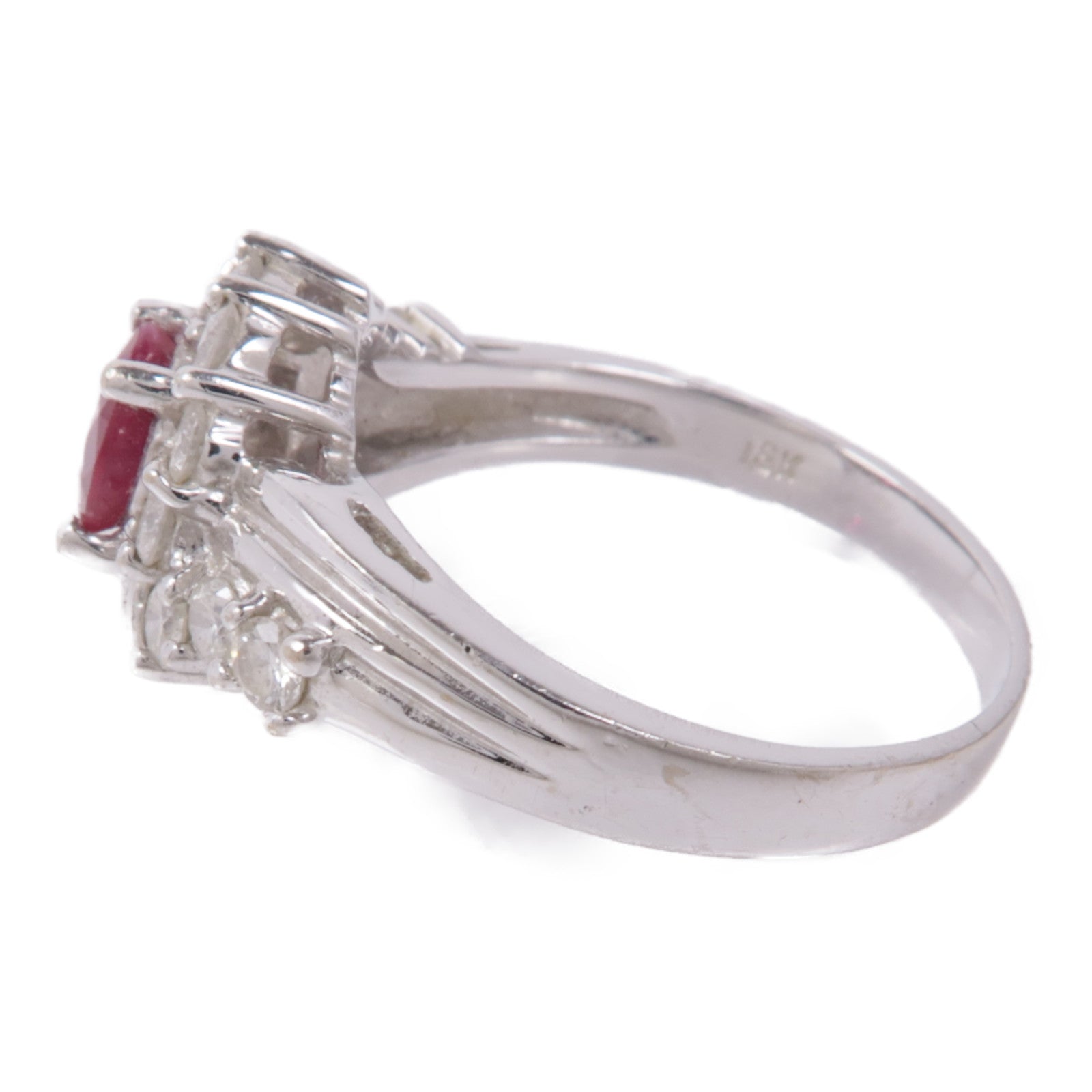 JEWELRY 【激減優惠】18K白金Ruby/Diamond Ring紅寶石/鑽石戒指US#4.75